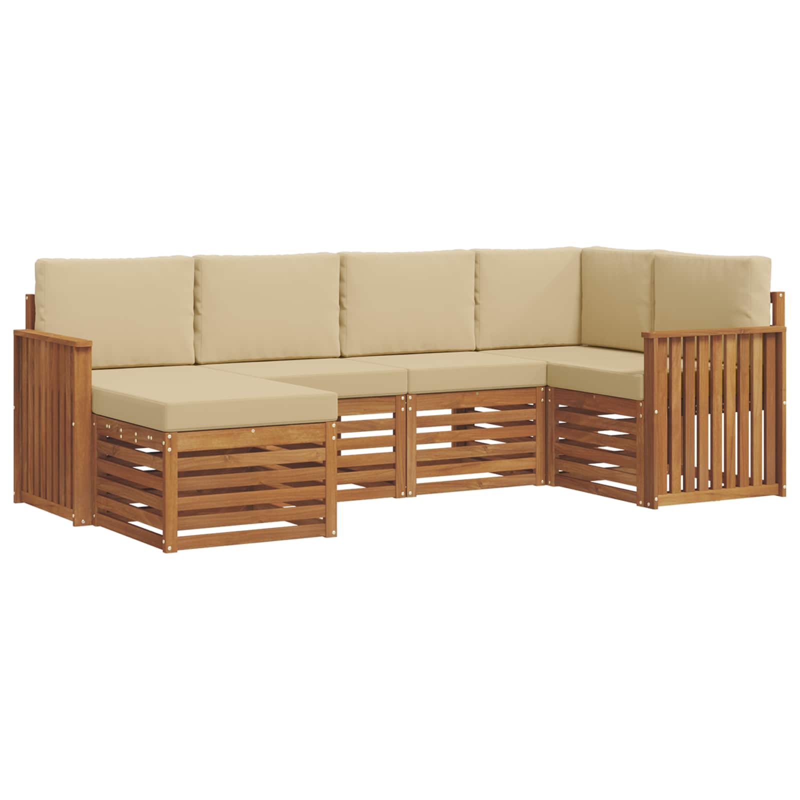 Ensemble de canapé d'angle avec coussin 6 pcs Naturel et Beige - XIOS
