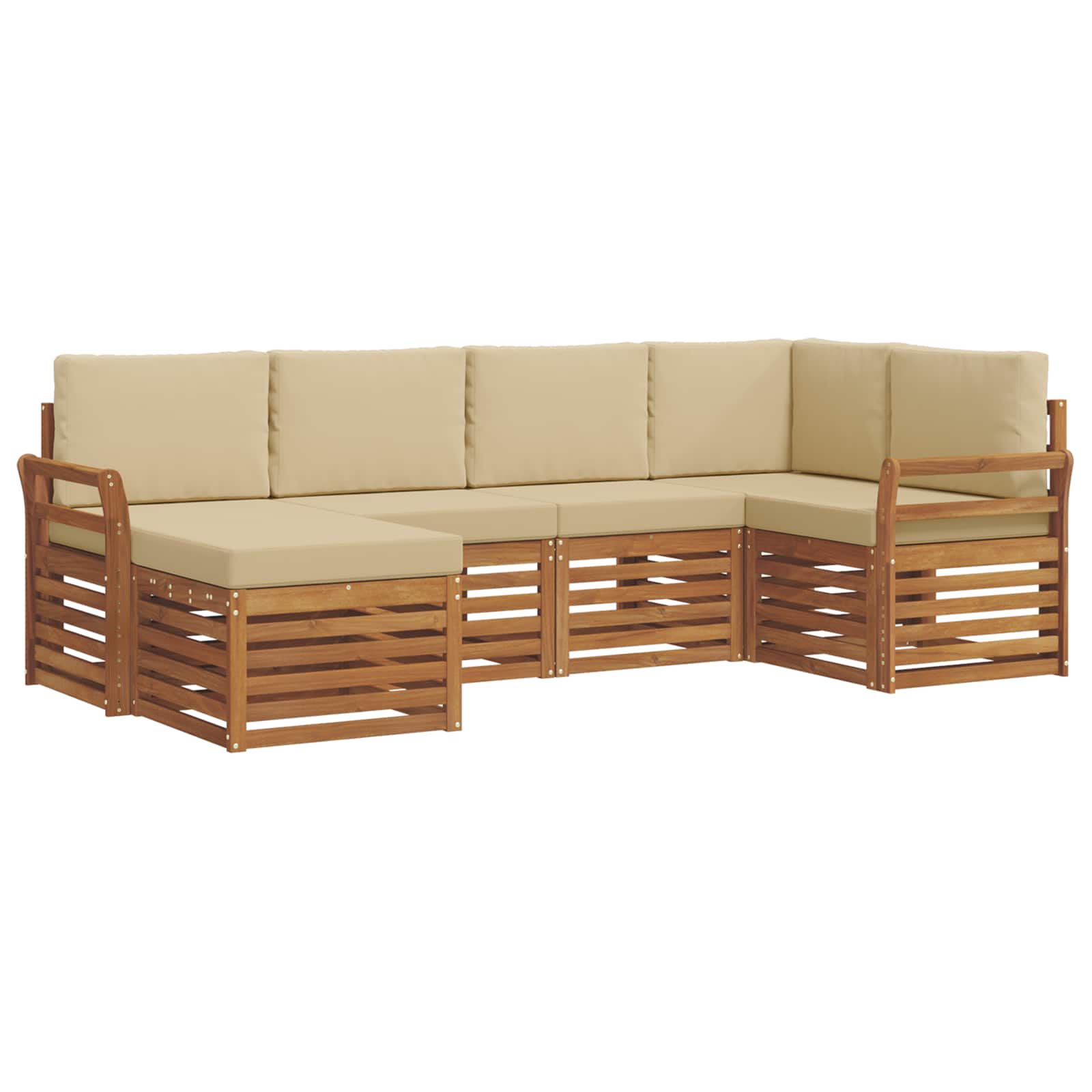 Ensemble de canapé d'angle avec coussin 6 pcs Naturel et Beige - XIOS