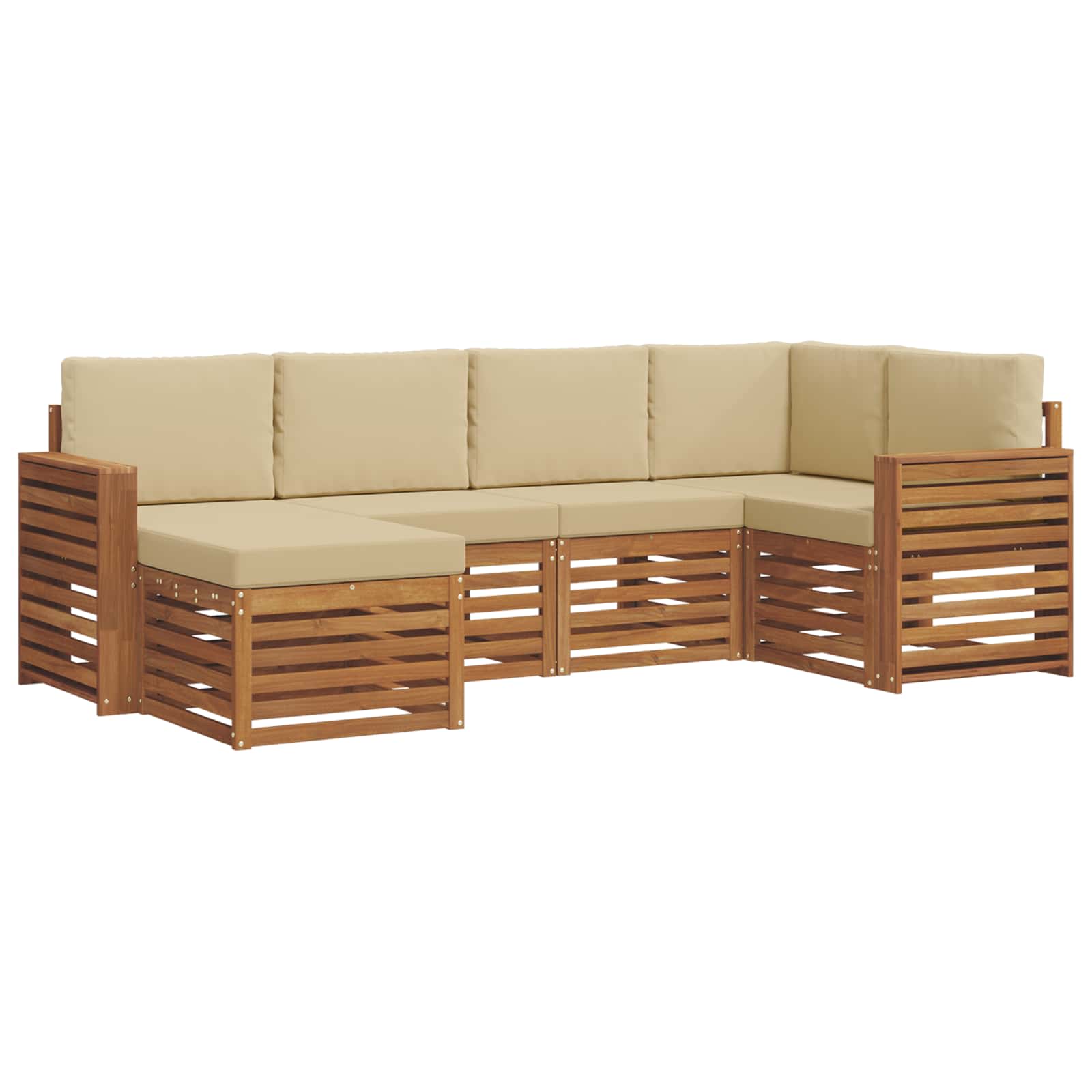 Ensemble de canapé d'angle avec coussin 6 pcs Naturel et Beige - XIOS