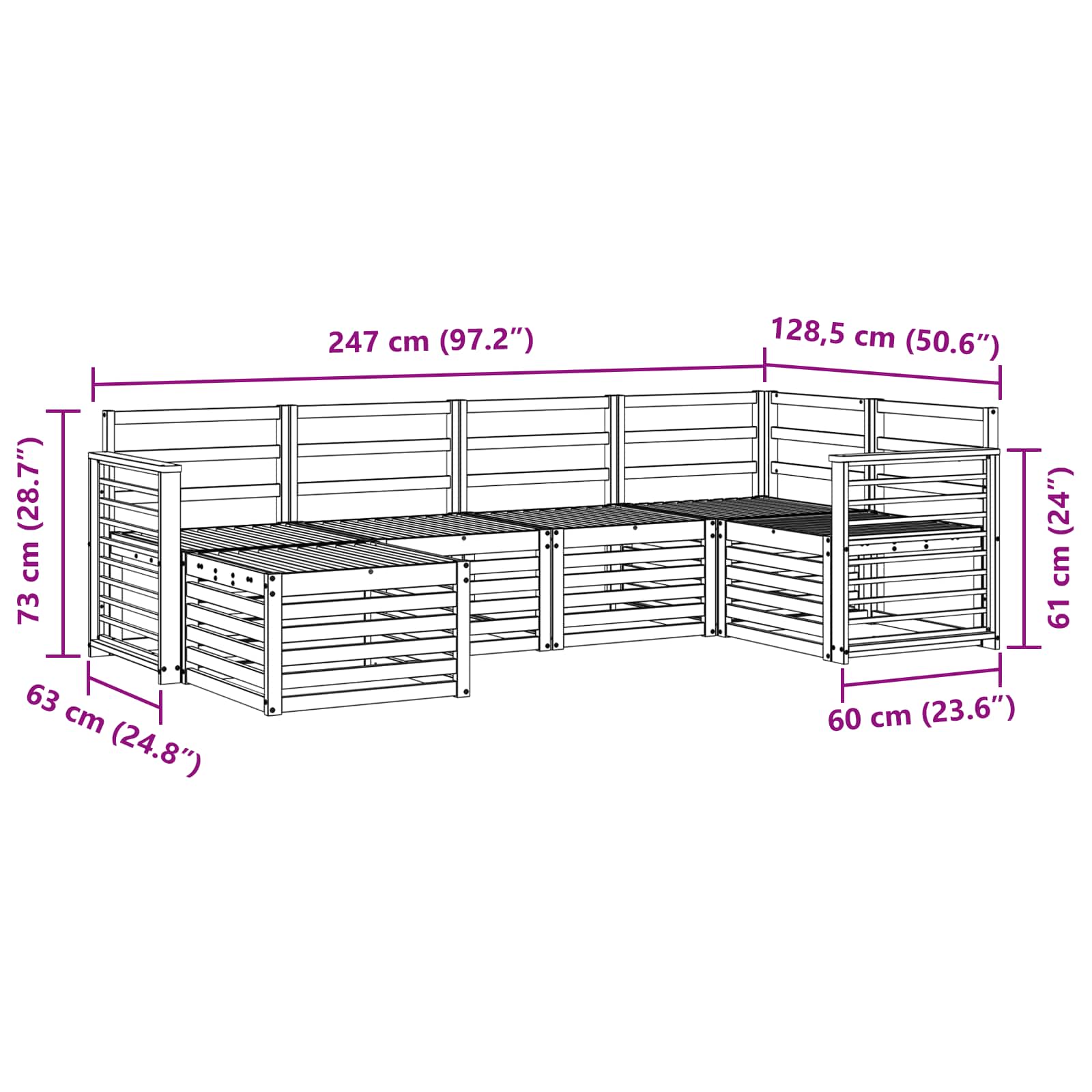 Ensembles de canapés 6 pcs Naturel Bois d'Acacia Massif - XIOS