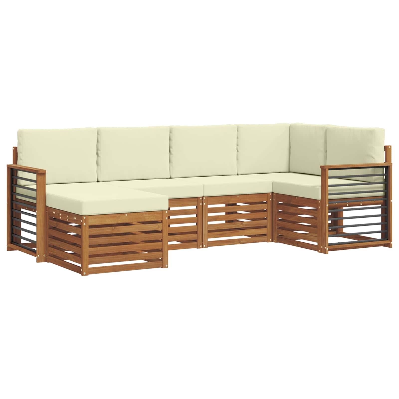 Ensemble de canapé d'angle avec coussin 6 pcs Naturel et Crème - XIOS