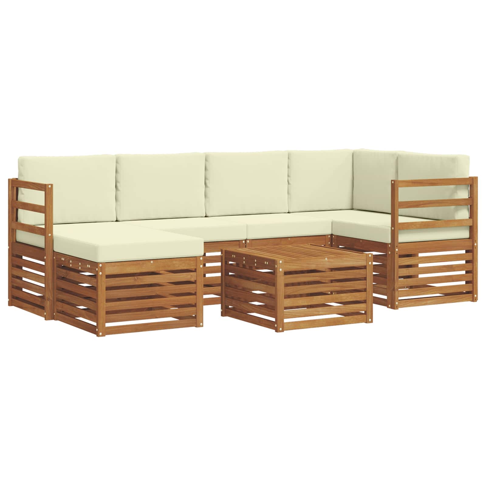 Ensemble de canapé d'angle avec coussin 7 pcs Naturel et Crème - XIOS