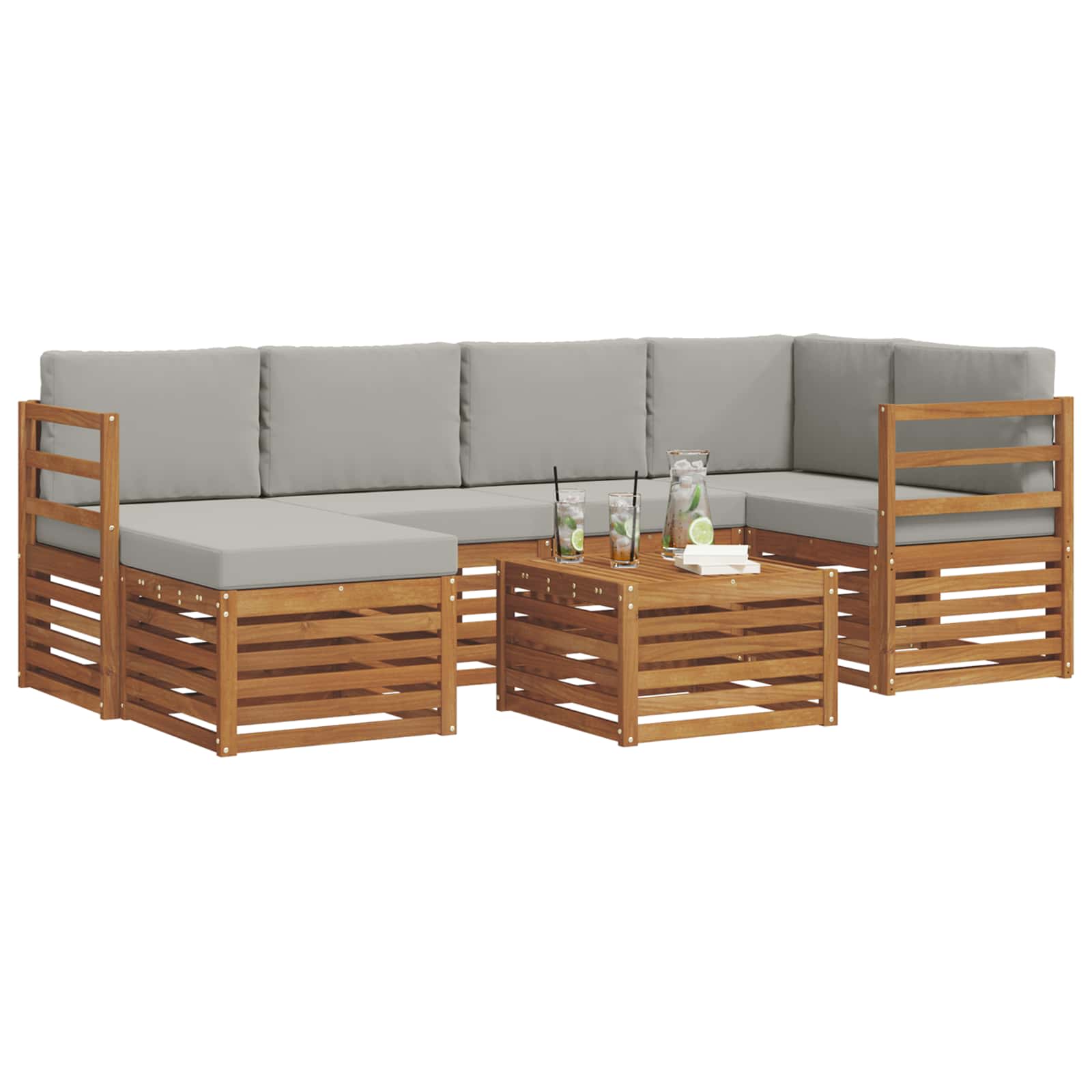 Ensemble de canapé d'angle 7 pcs Gris Naturel et Clair - XIOS