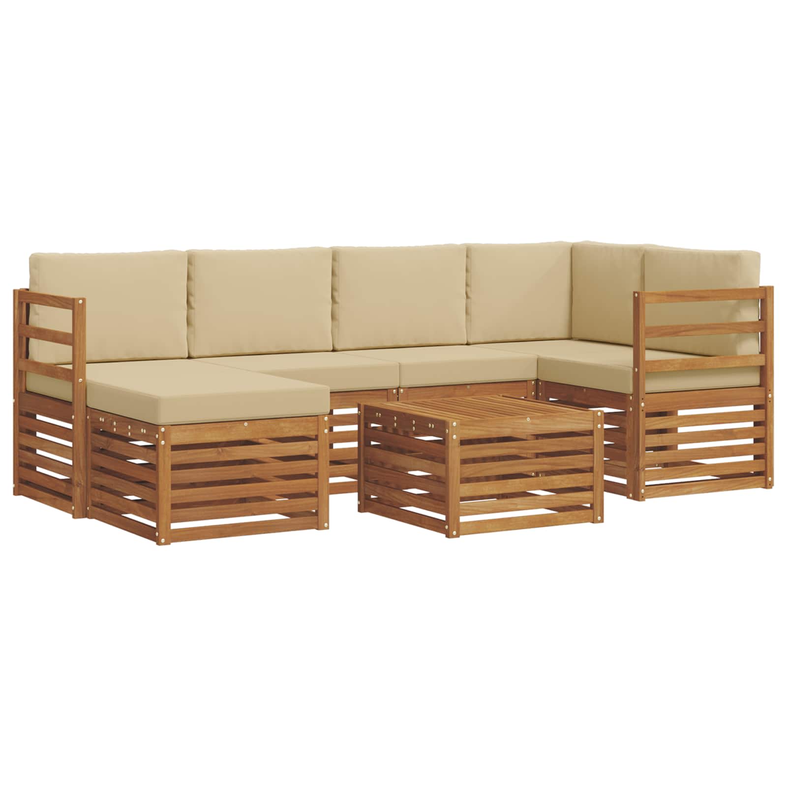 Ensemble de canapé d'angle avec coussin 7 pcs Naturel et Beige - XIOS