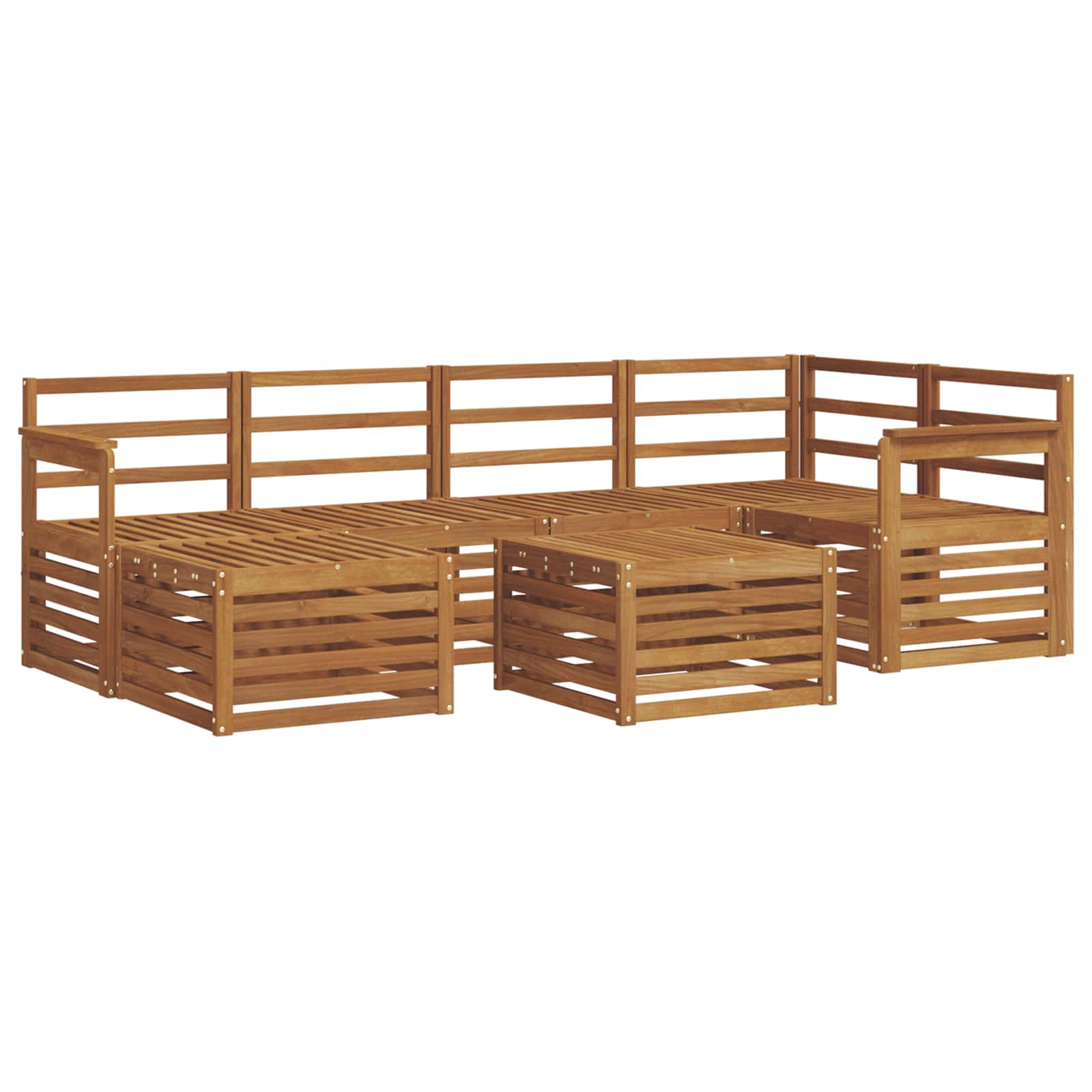 Ensemble de canapé d'angle 7 pcs Naturel Bois d'Acacia Massif - XIOS