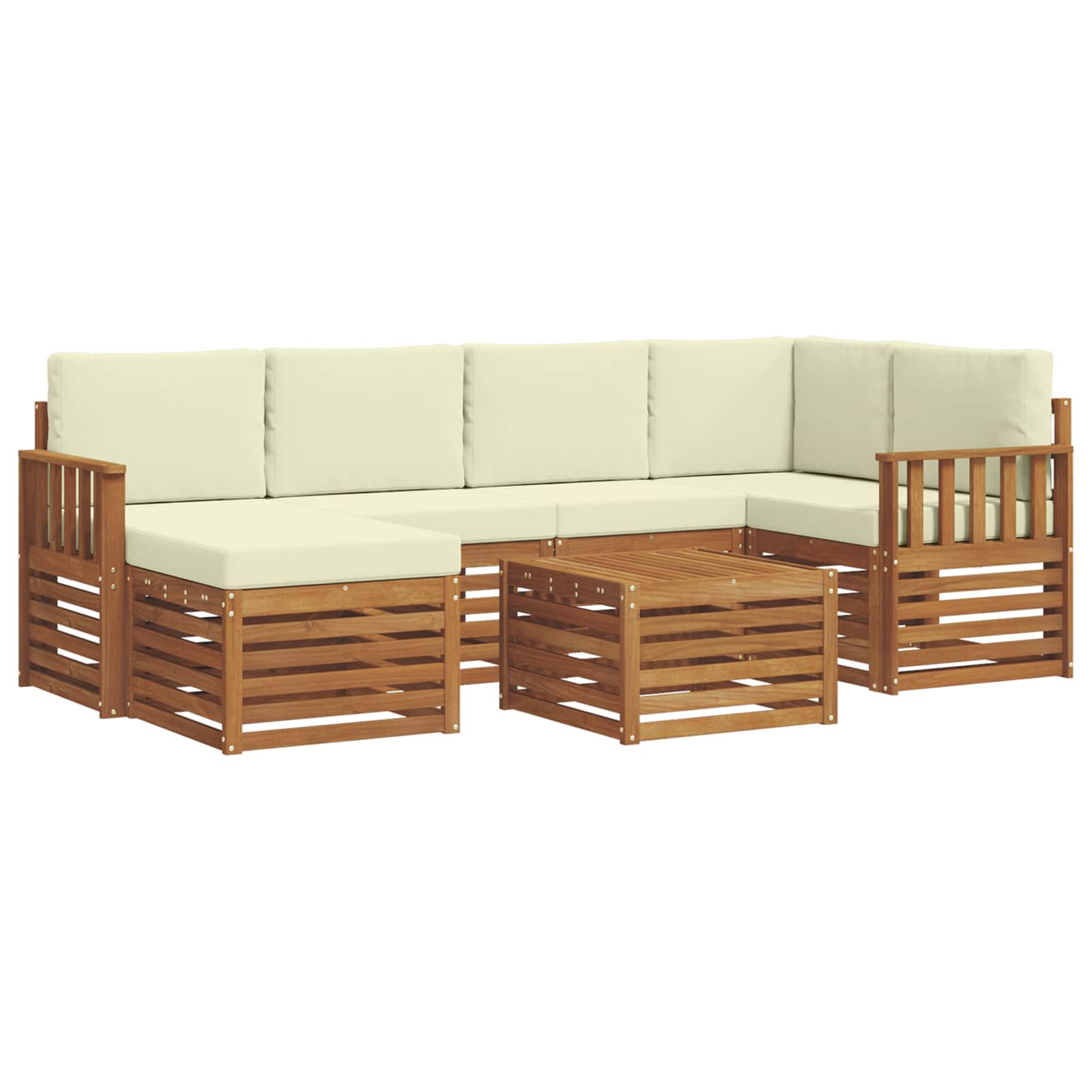 Ensemble de canapé d'angle avec coussin 7 pcs Naturel et Crème - XIOS