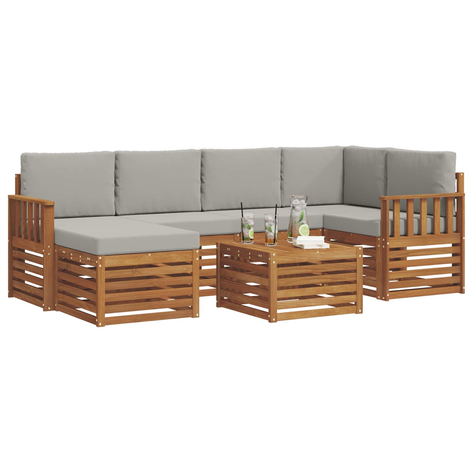 Ensemble de canapé d'angle 7 pcs Gris Naturel et Clair