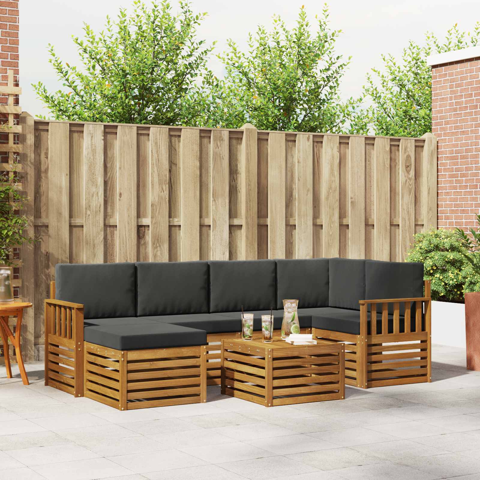 Ensemble de canapé d'angle 7 pcs Naturel et Anthracite - XIOS