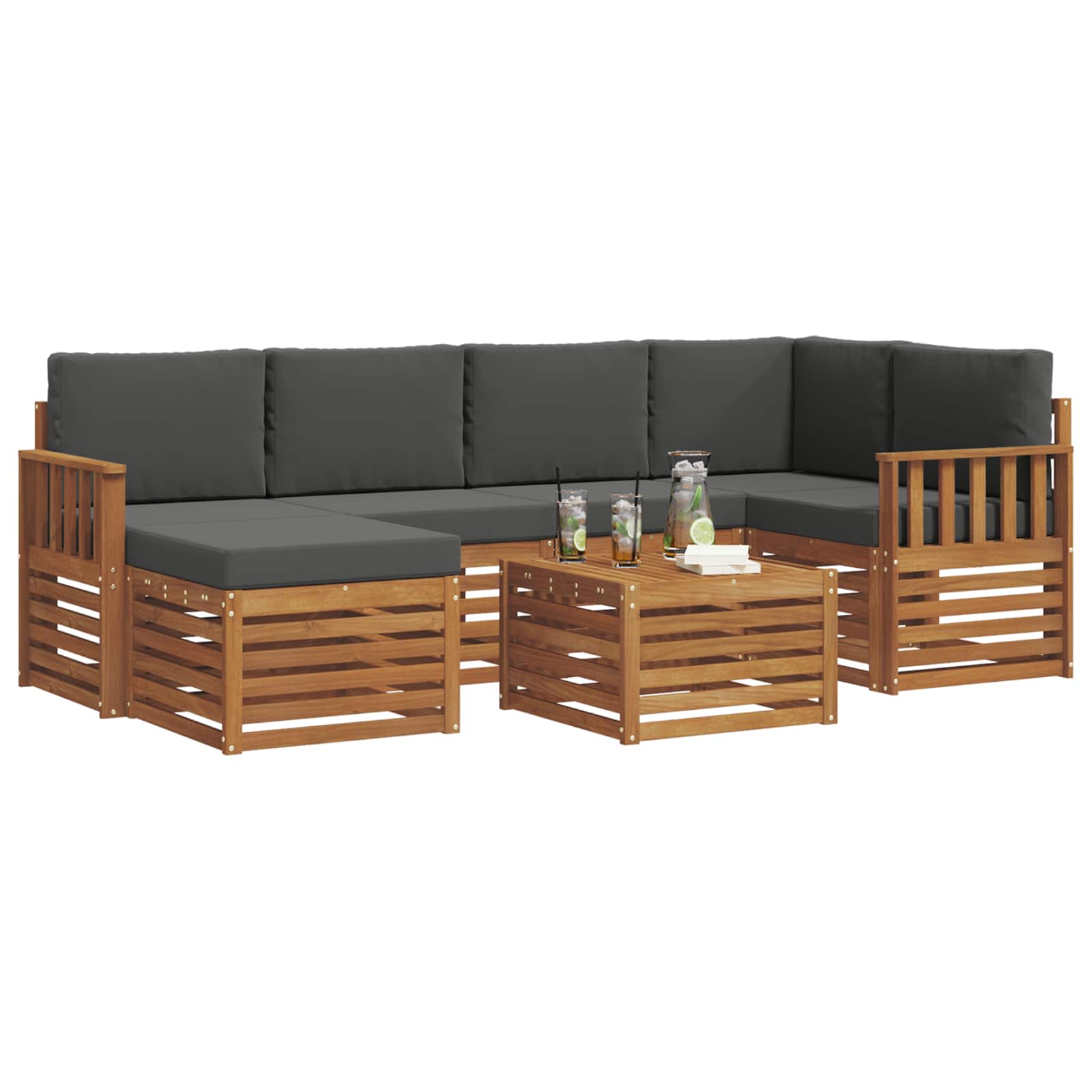 Ensemble de canapé d'angle 7 pcs Naturel et Anthracite - XIOS