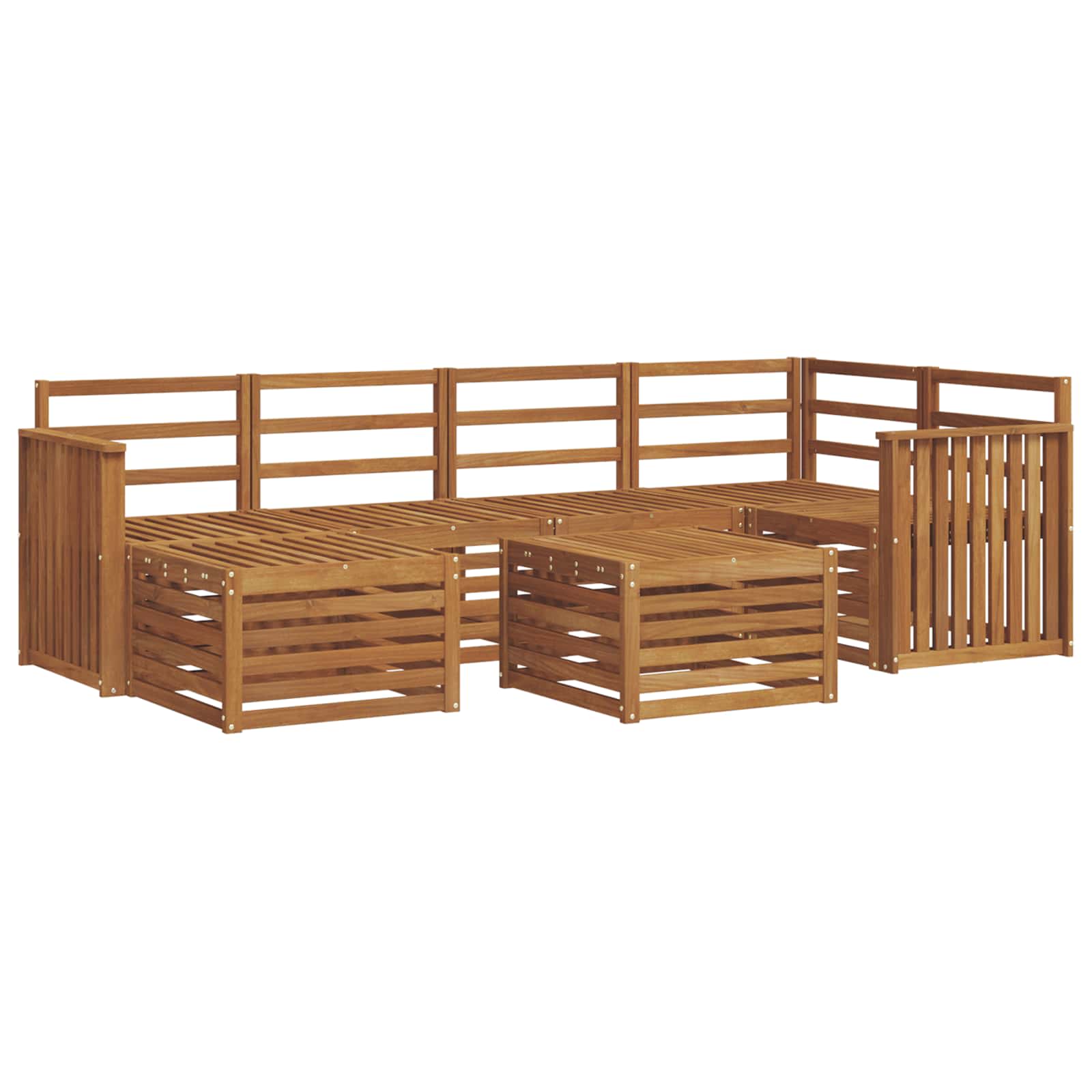 Ensemble de canapé d'angle 7 pcs Naturel Bois d'Acacia Massif - XIOS