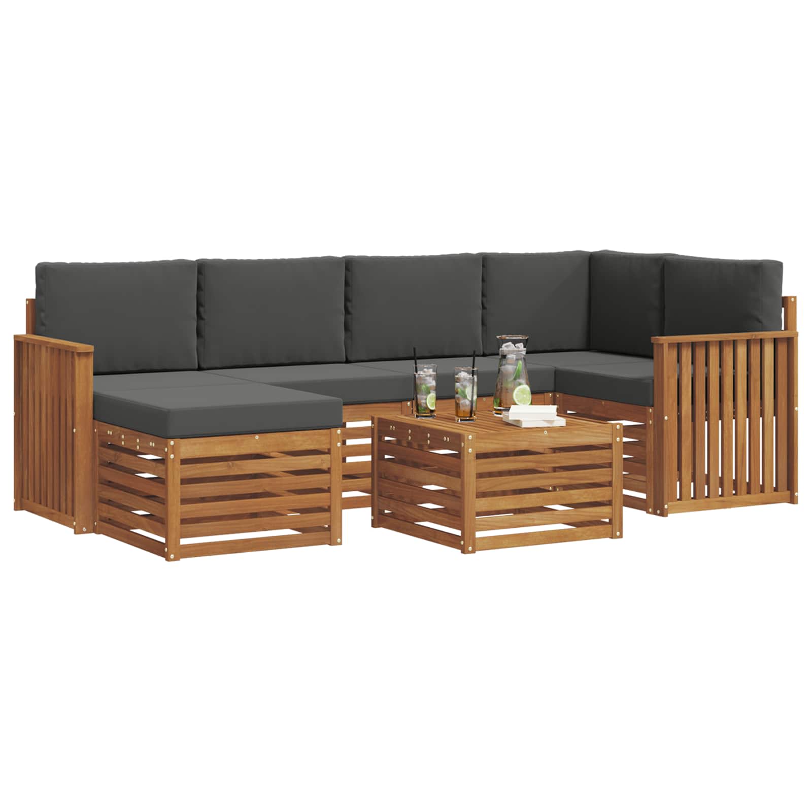 Ensemble de canapé d'angle 7 pcs Naturel et Anthracite - XIOS