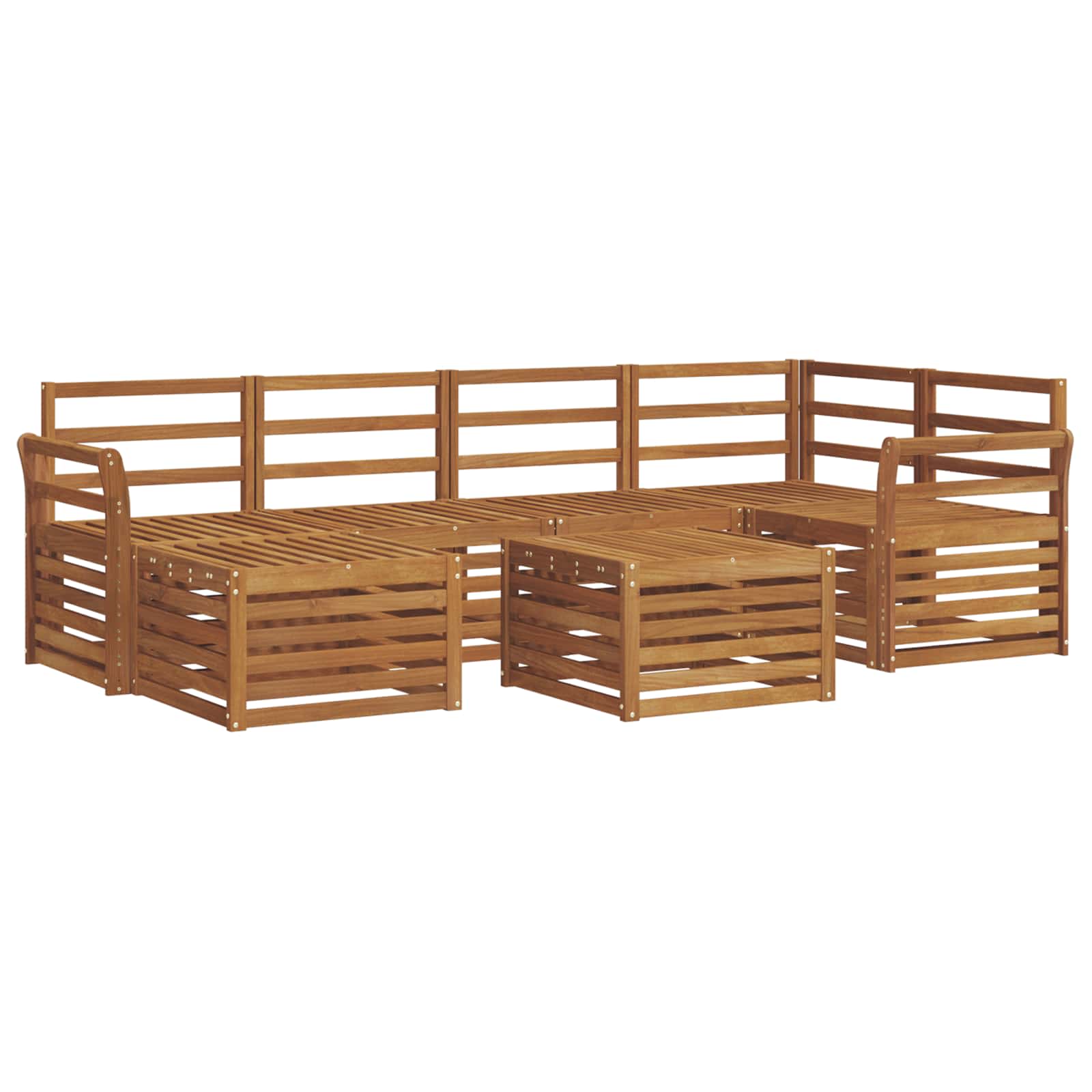 Ensemble de canapé d'angle 7 pcs Naturel Bois d'Acacia Massif - XIOS