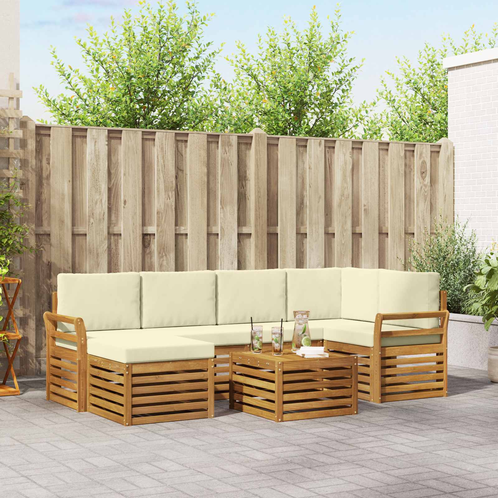 Ensembles de canapés avec coussin 7 pcs Naturel et Crème - XIOS