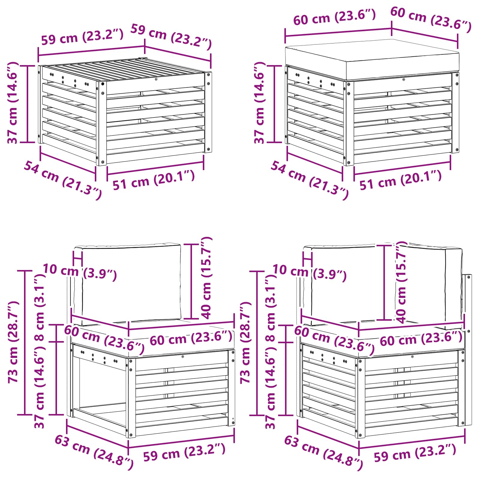 Ensembles de canapés avec coussin 7 pcs Naturel et Crème - XIOS