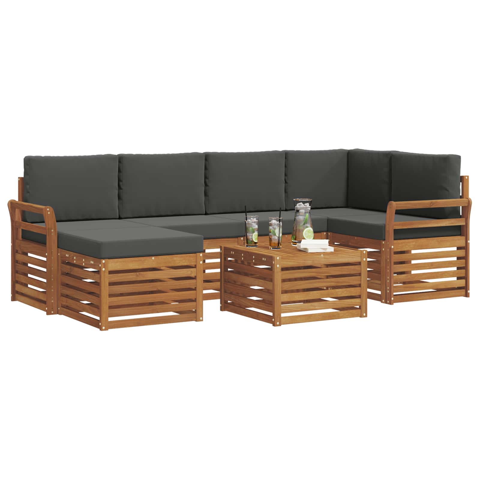 Ensemble de canapé d'angle 7 pcs Naturel et Anthracite - XIOS