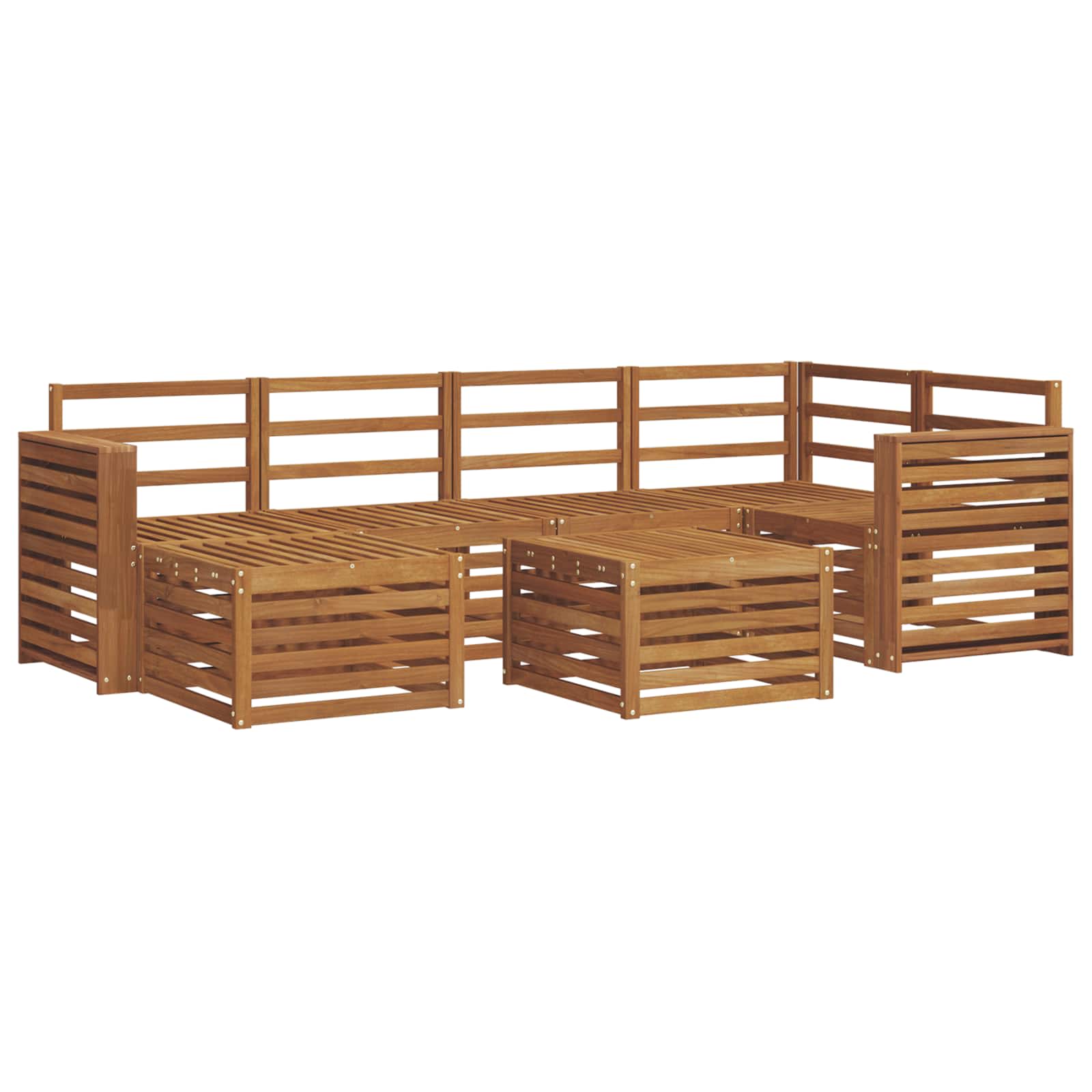 Ensemble de canapé d'angle 7 pcs Naturel Bois d'Acacia Massif - XIOS