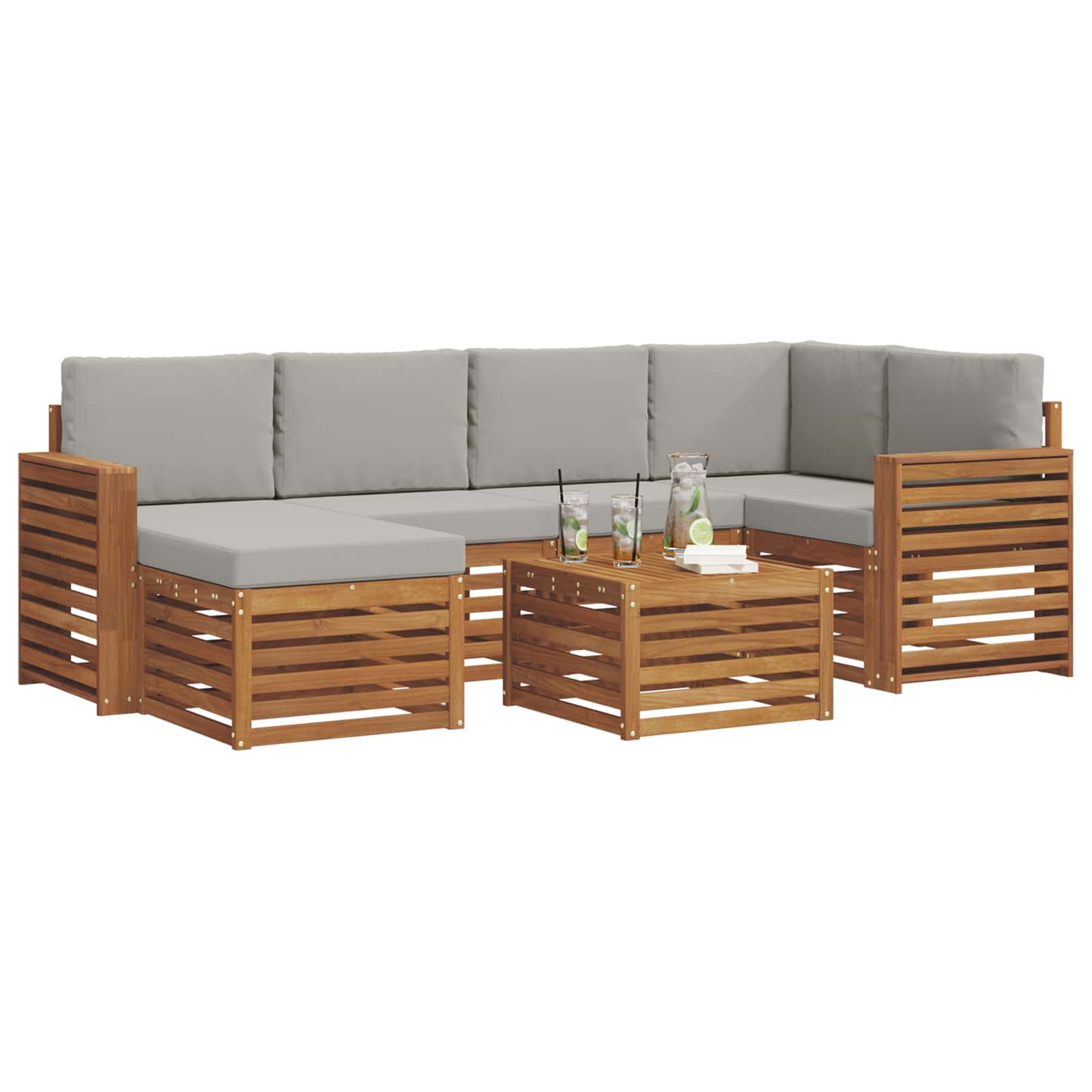 Ensemble de canapé d'angle 7 pcs Gris Naturel et Clair