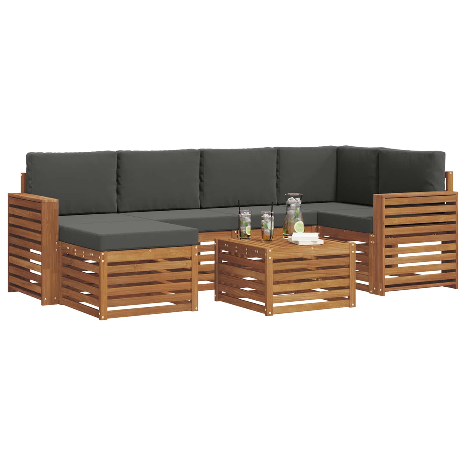 Ensemble de canapé d'angle 7 pcs Naturel et Anthracite - XIOS