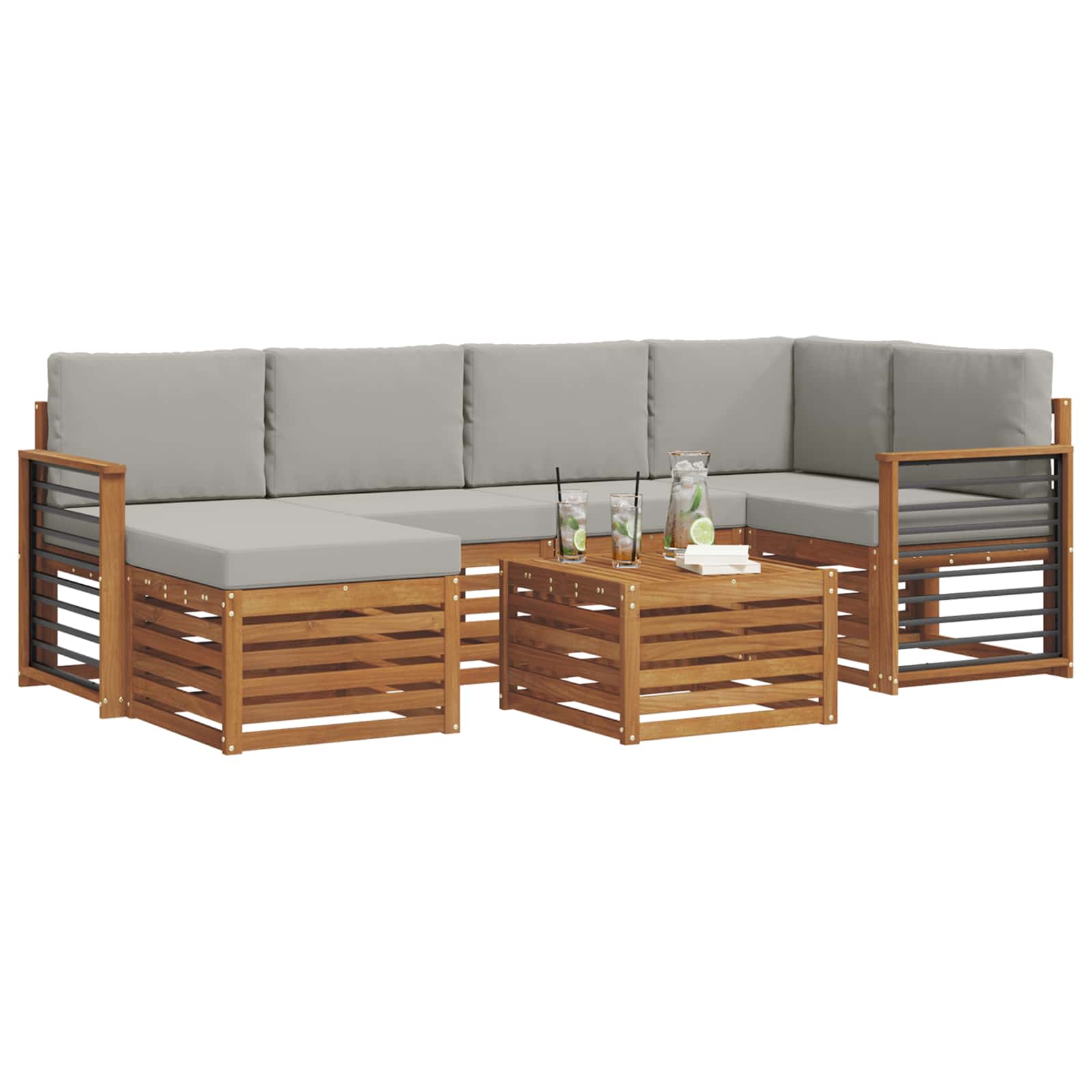 Ensemble de canapé d'angle 7 pcs Gris Naturel et Clair