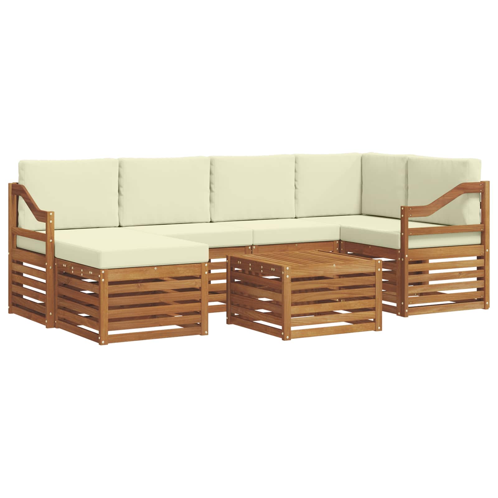 Ensemble de canapé d'angle avec coussin 7 pcs Naturel et Crème - XIOS