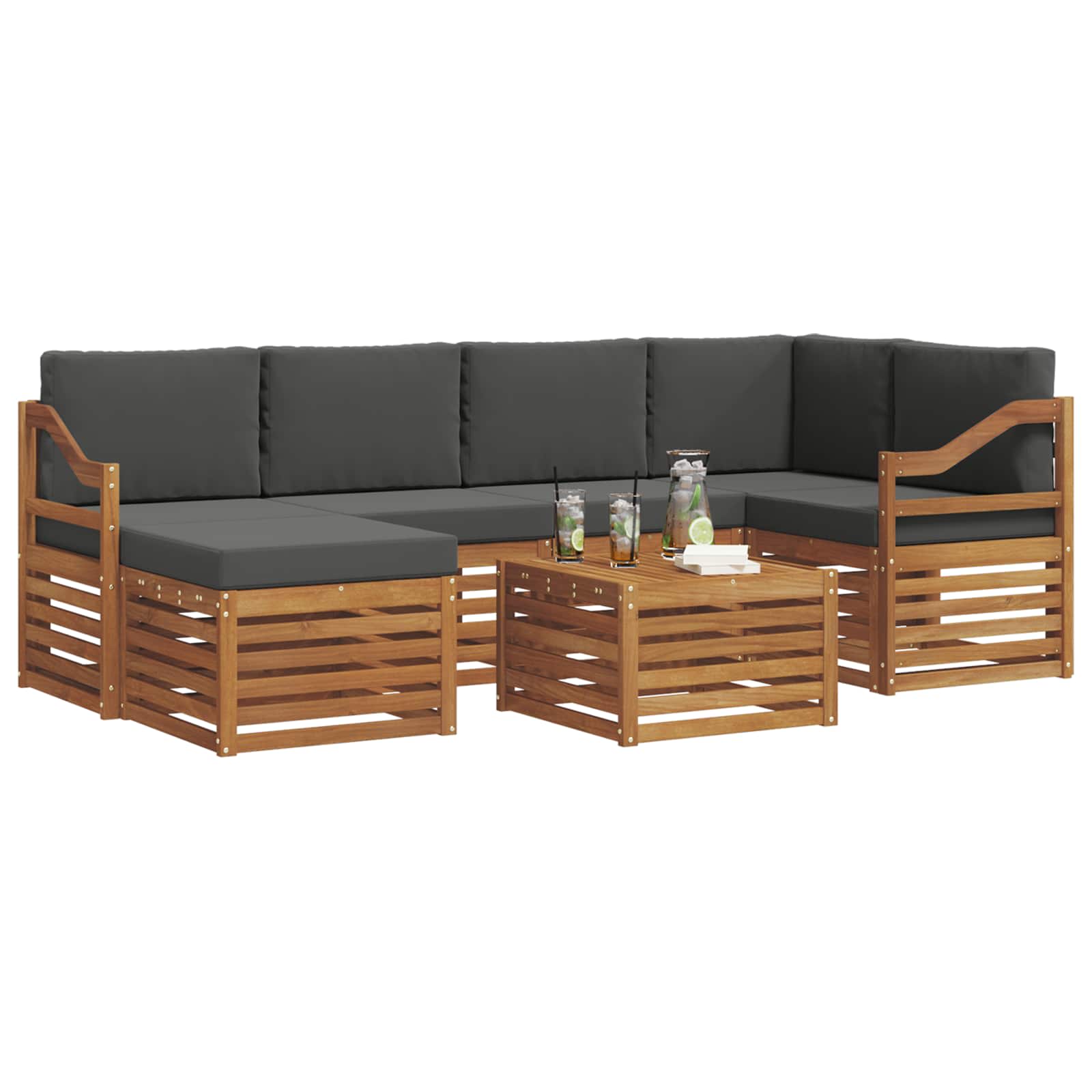 Ensemble de canapé d'angle 7 pcs Naturel et Anthracite - XIOS