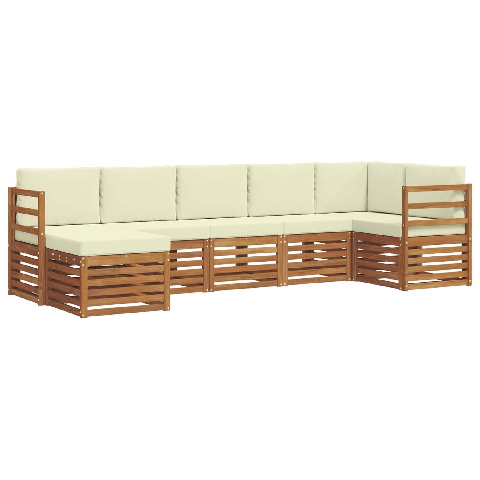 Ensemble de canapé d'angle avec coussin 7 pcs Naturel et Crème - XIOS