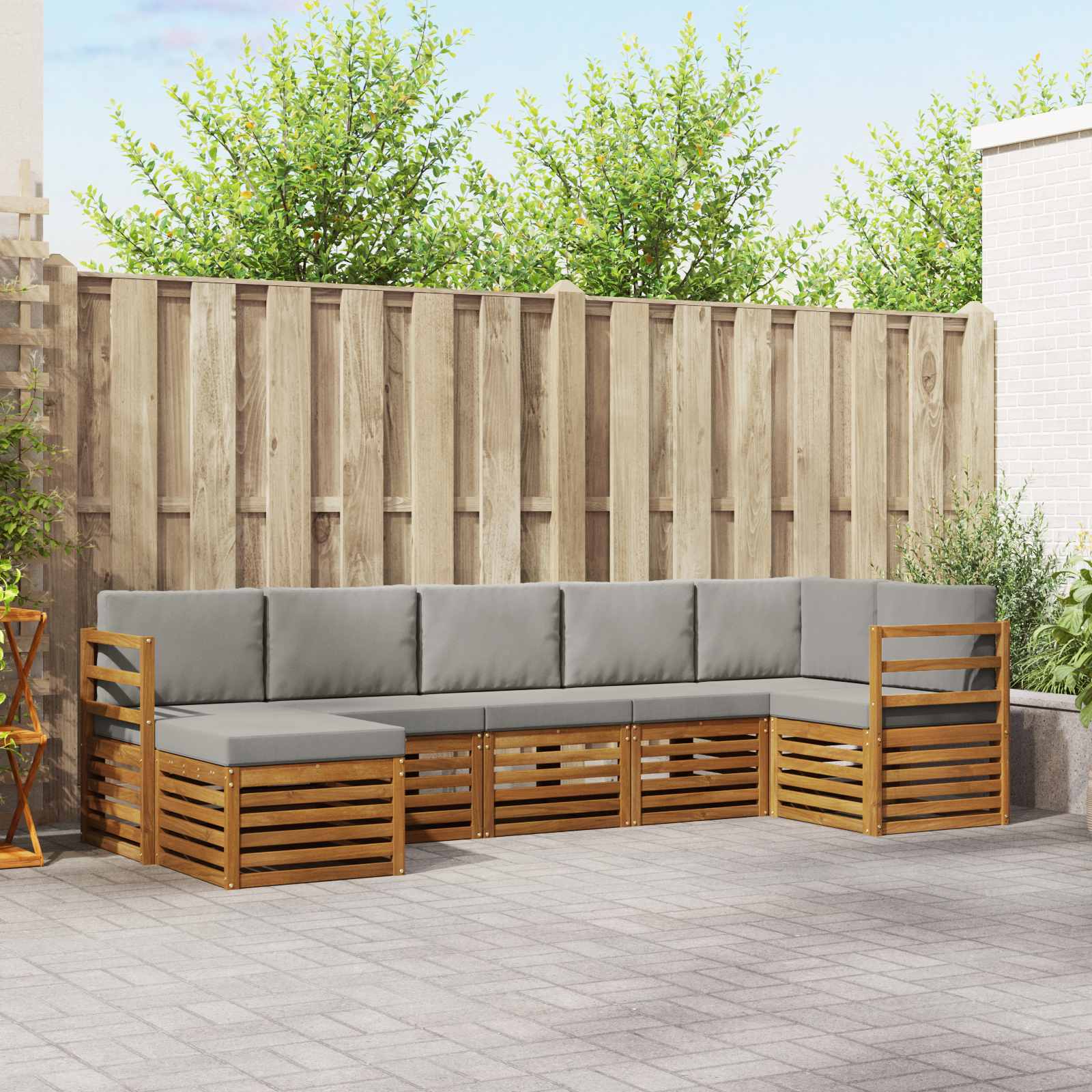 Ensemble de canapé d'angle 7 pcs Gris Naturel et Clair - XIOS