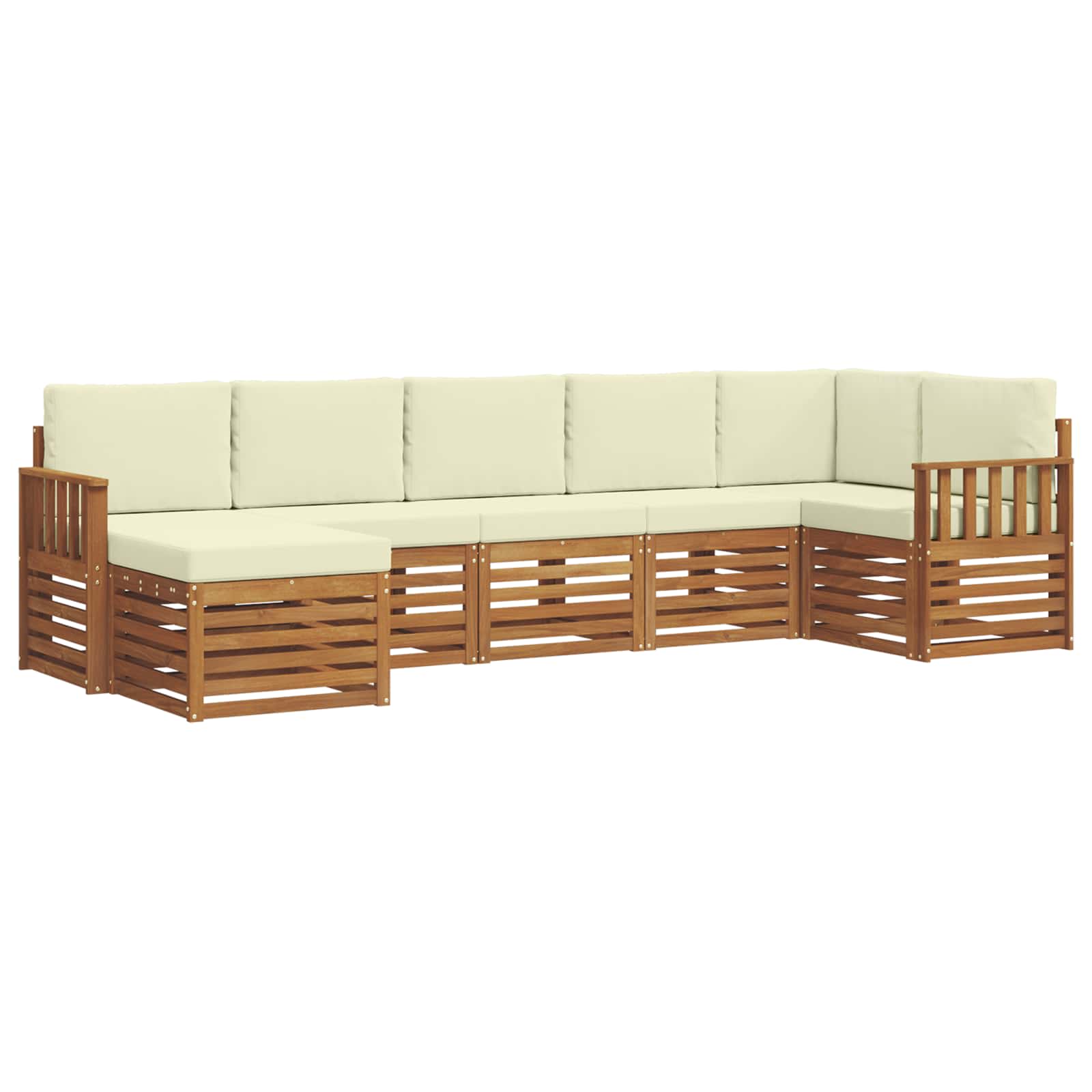 Ensemble de canapé d'angle avec coussin 7 pcs Naturel et Crème - XIOS