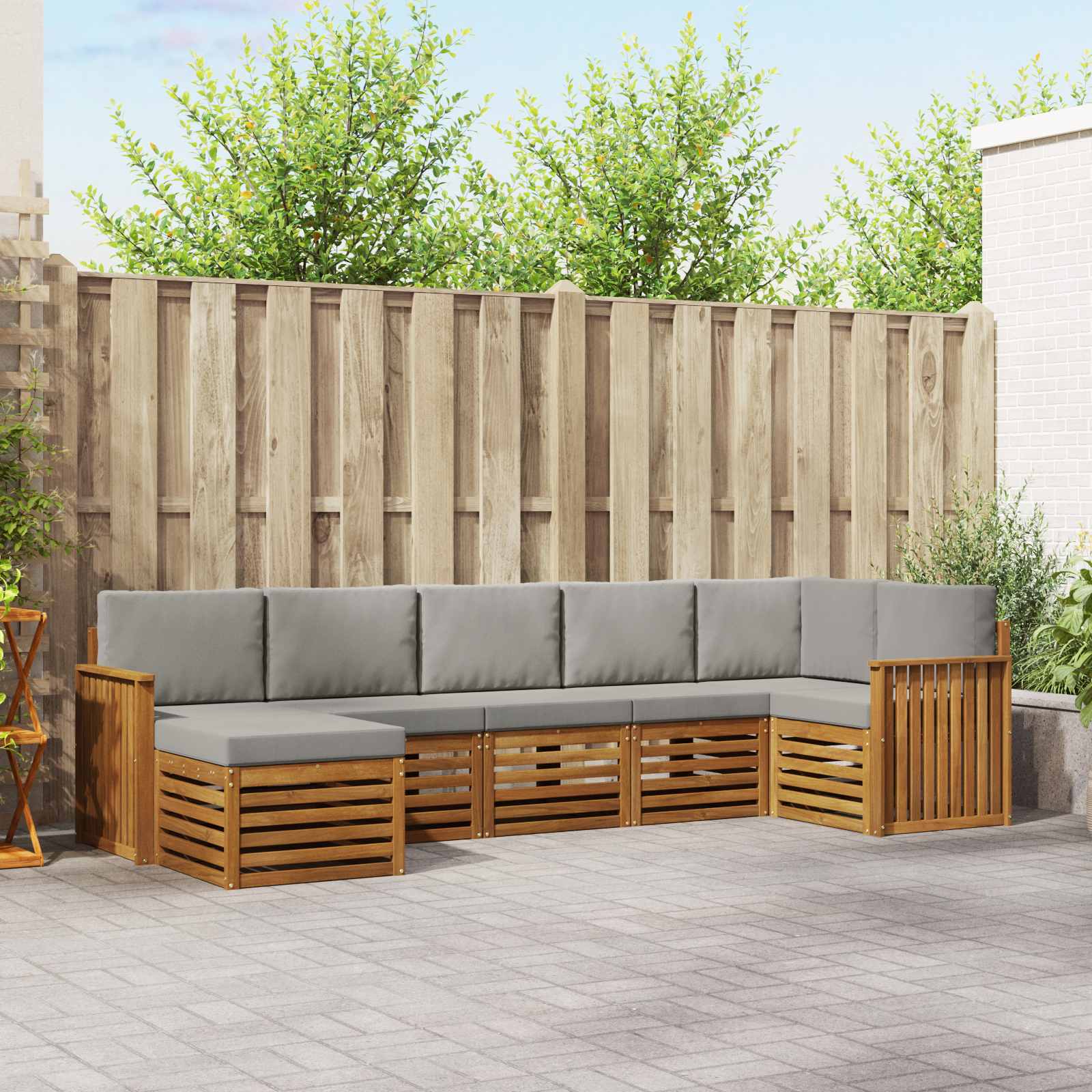Ensemble de canapé d'angle 7 pcs Gris Naturel et Clair