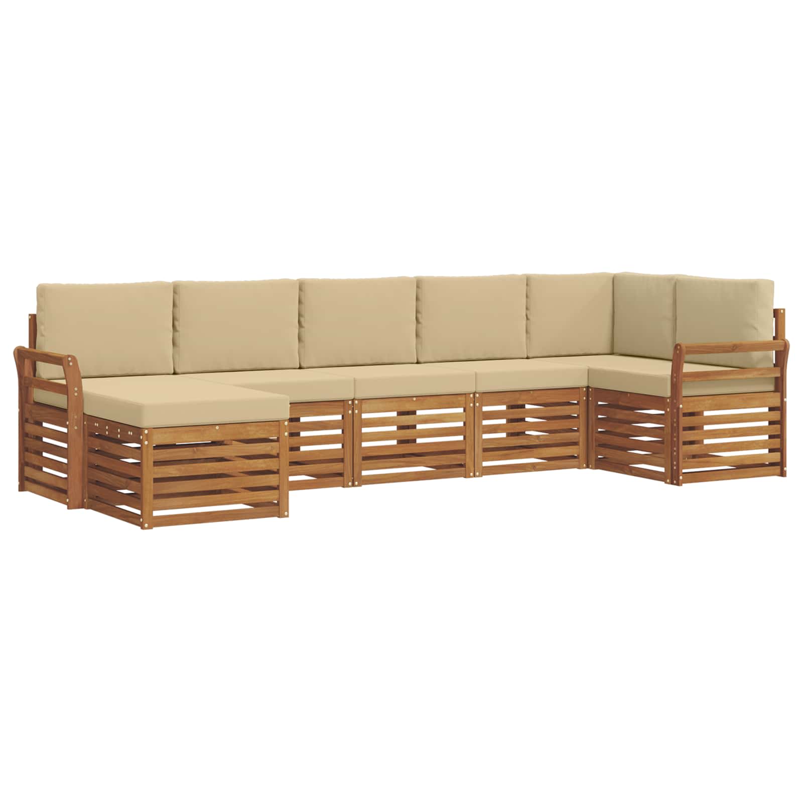 Ensemble de canapé d'angle avec coussin 7 pcs Naturel et Beige - XIOS