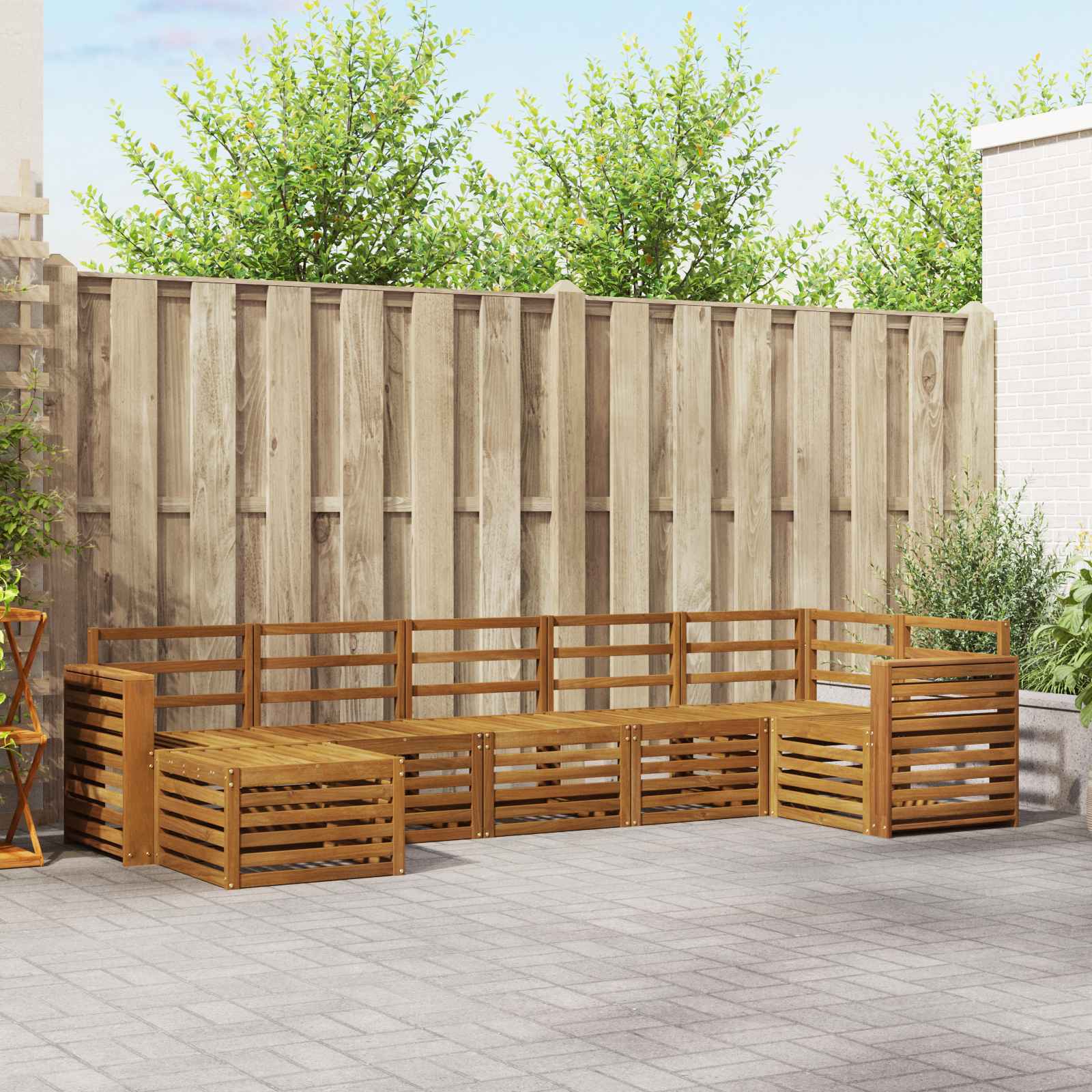 Ensemble de canapé d'angle 7 pcs Naturel Bois d'Acacia Massif - XIOS