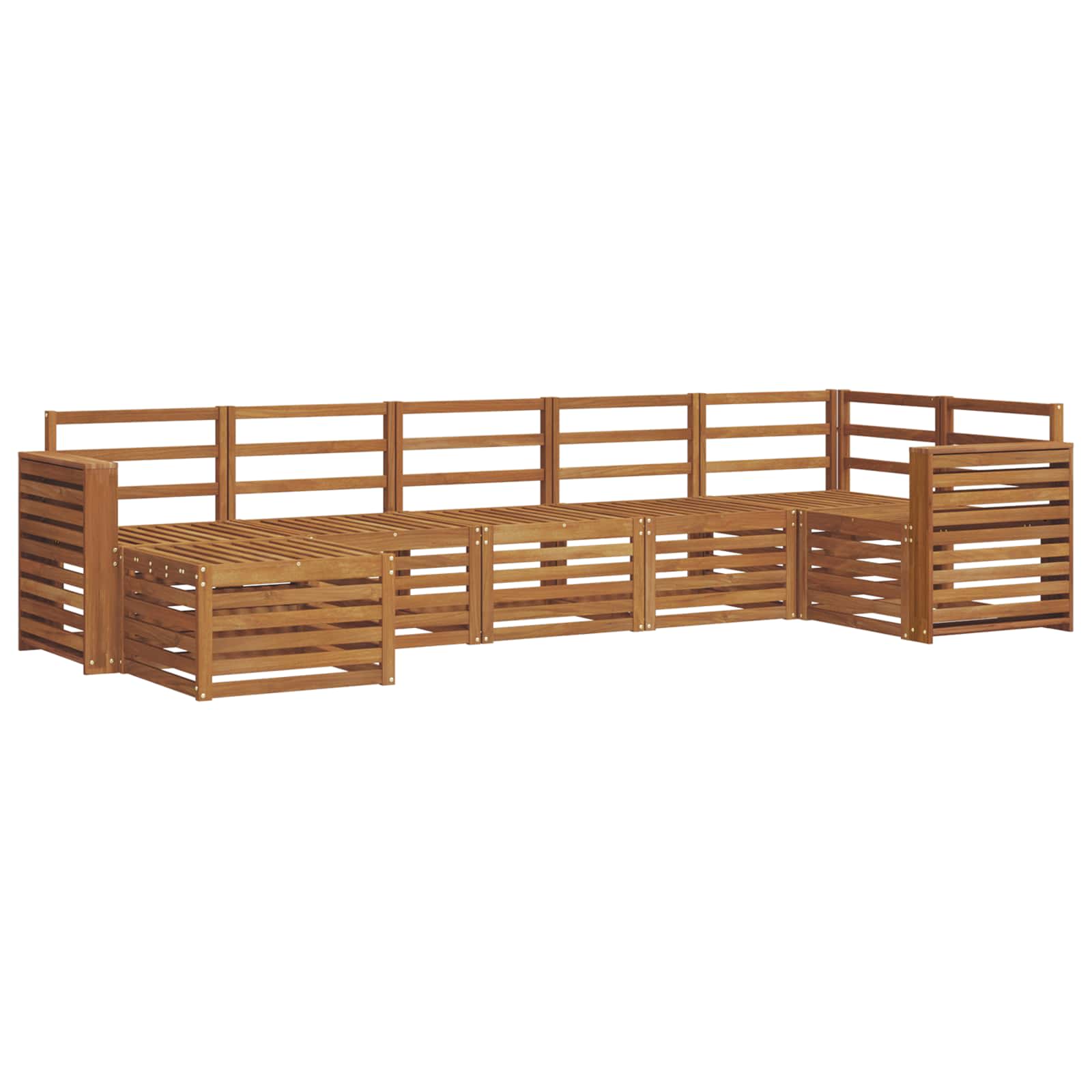 Ensemble de canapé d'angle 7 pcs Naturel Bois d'Acacia Massif - XIOS