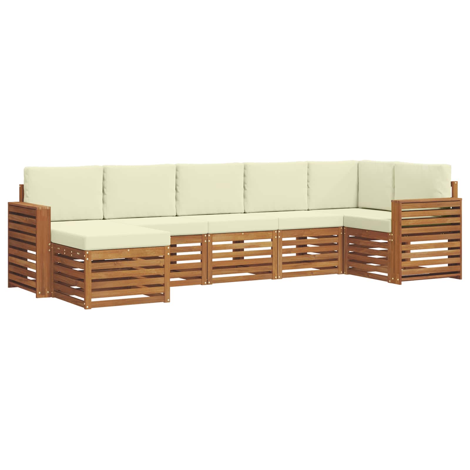 Ensemble de canapé d'angle avec coussin 7 pcs Naturel et Crème - XIOS