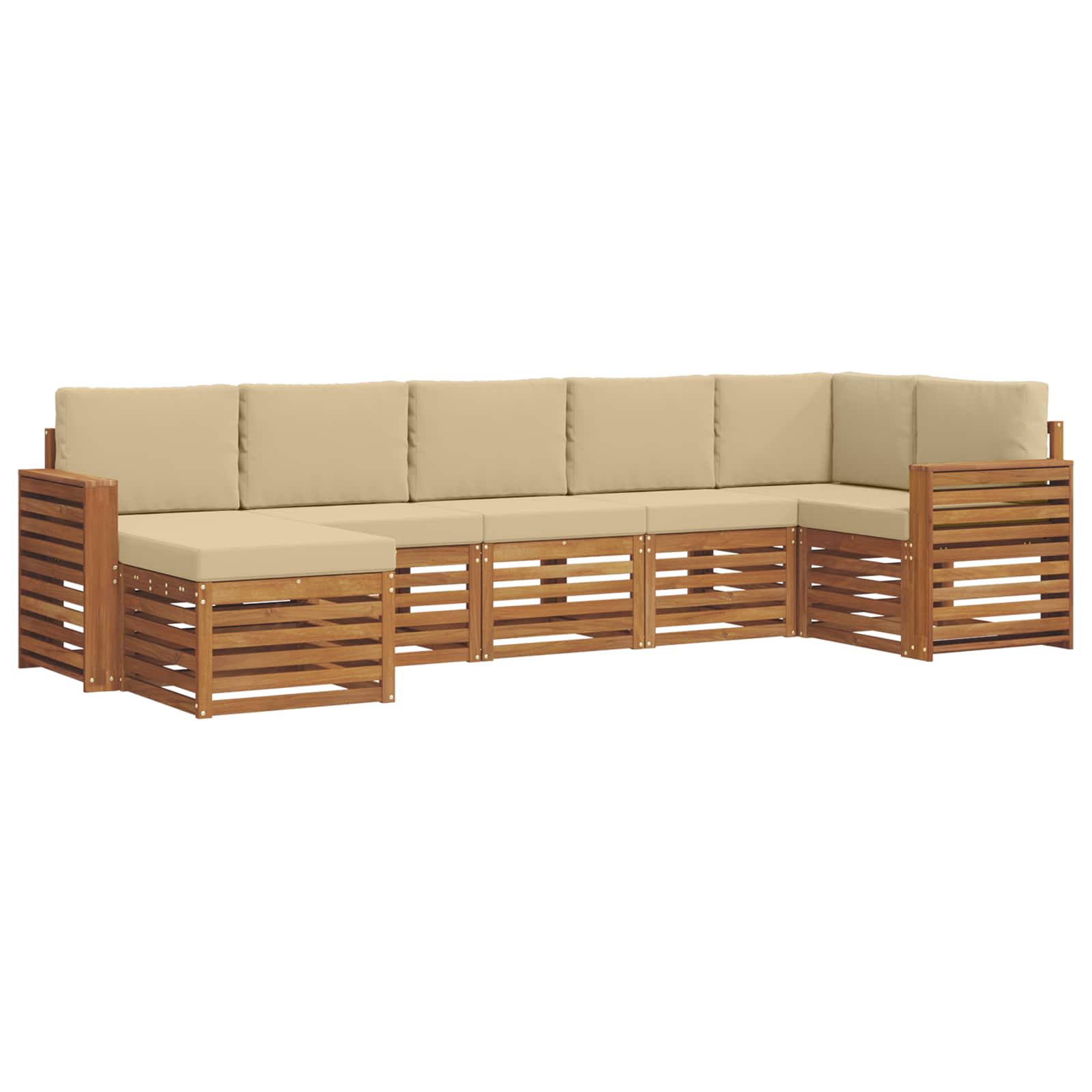 Ensemble de canapé d'angle avec coussin 7 pcs Naturel et Beige - XIOS