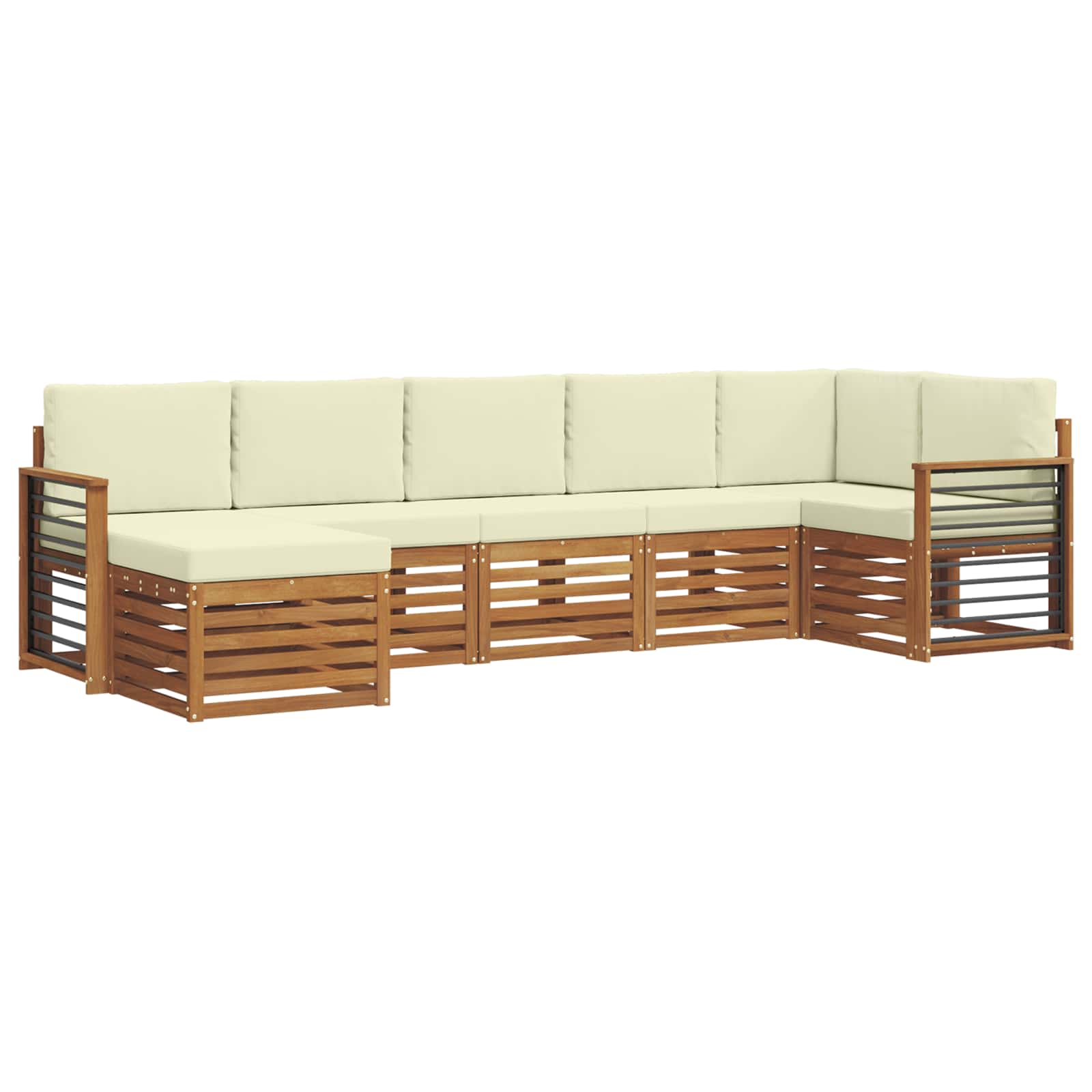 Ensemble de canapé d'angle avec coussin 7 pcs Naturel et Crème - XIOS