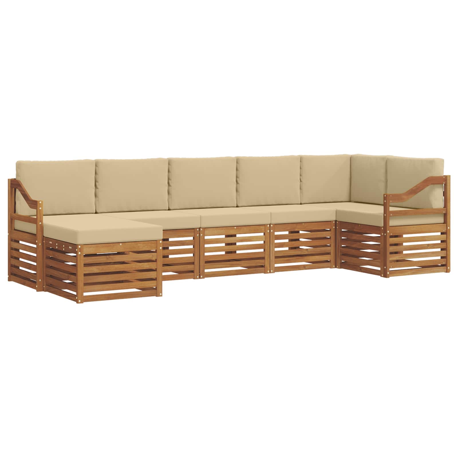 Ensemble de canapé d'angle avec coussin 7 pcs Naturel et Beige - XIOS
