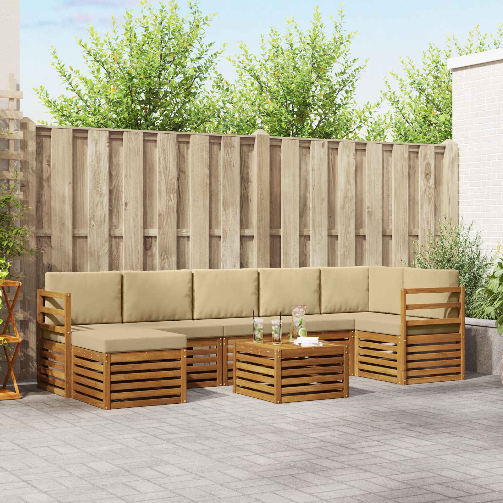 Ensemble de canapés d'extérieur 8 pcs Naturel et Beige - XIOS