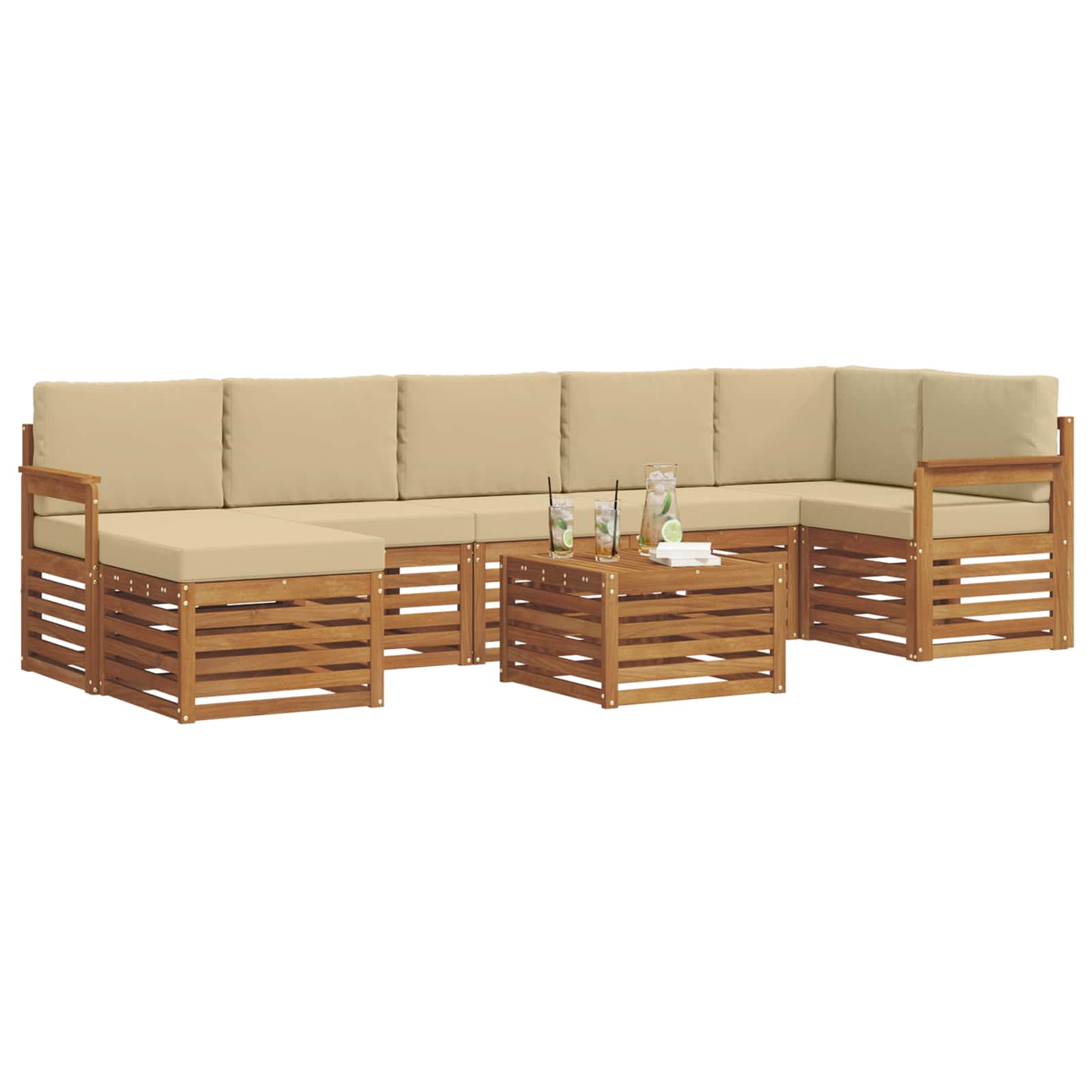 Ensemble de canapés d'extérieur 8 pcs Naturel et Beige - XIOS