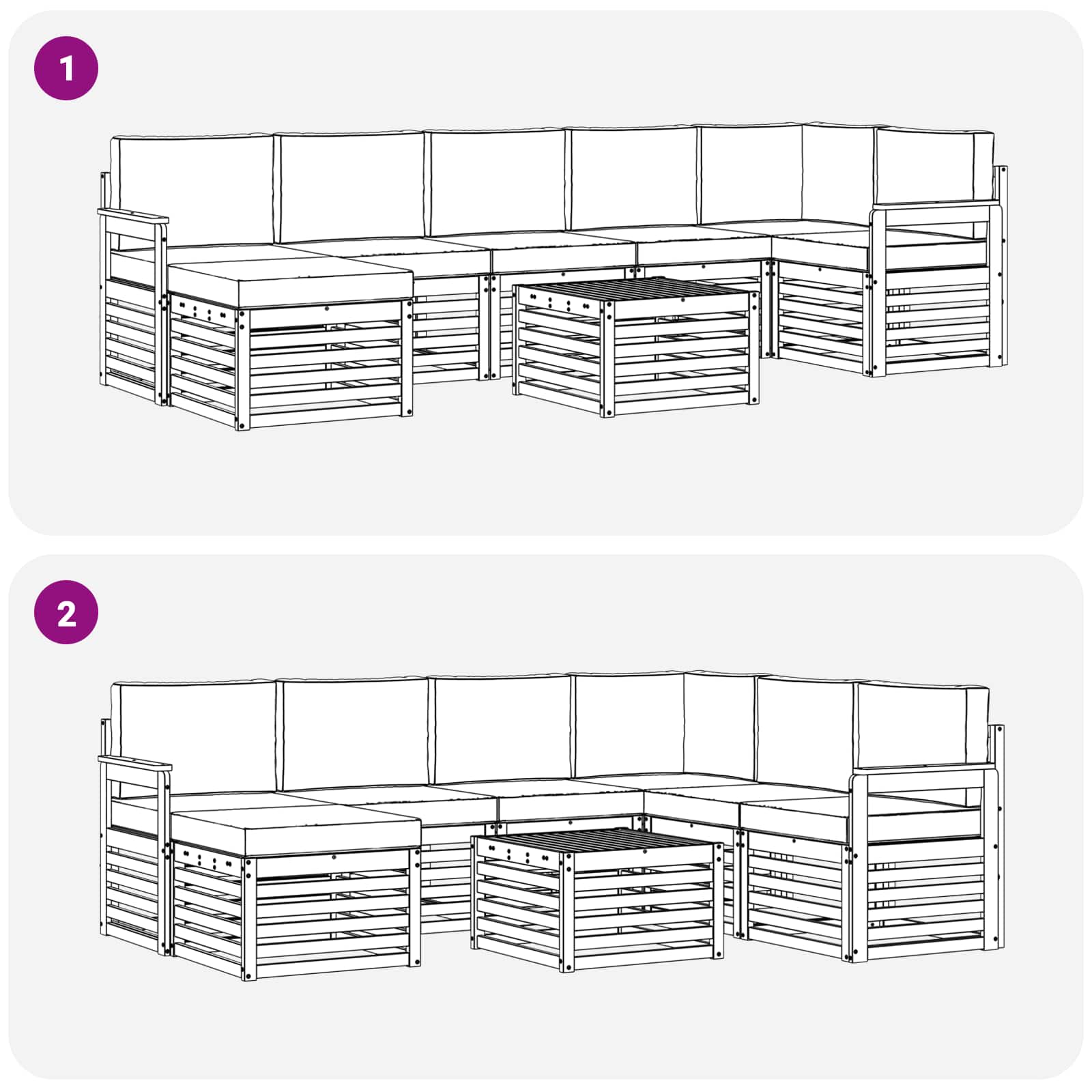 Ensemble de canapés d'extérieur 8 pcs Naturel et Beige - XIOS