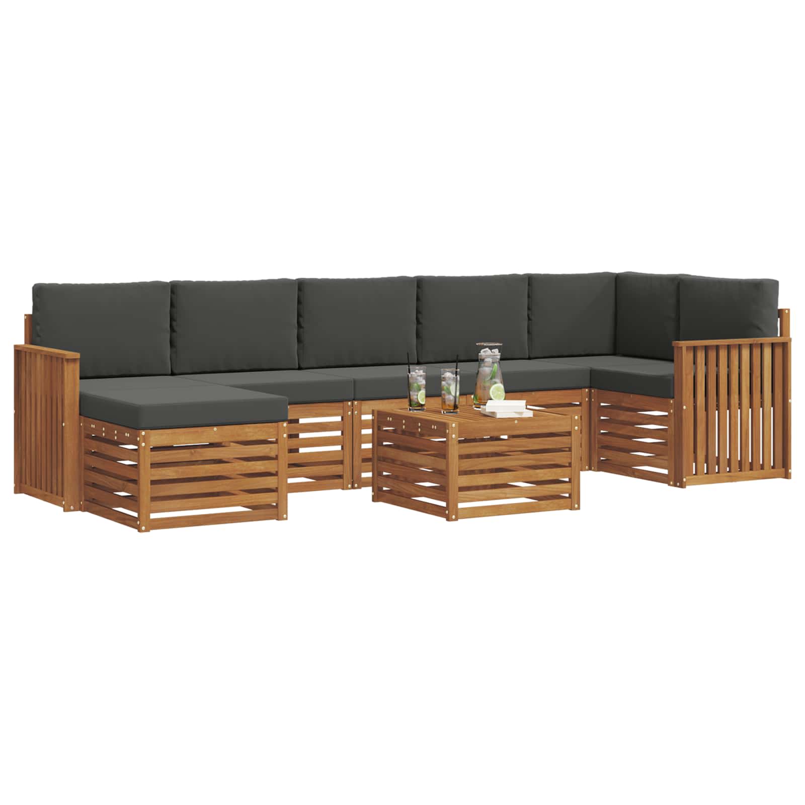 Ensemble de canapés d'extérieur 8 pcs Naturel et Anthracite - XIOS