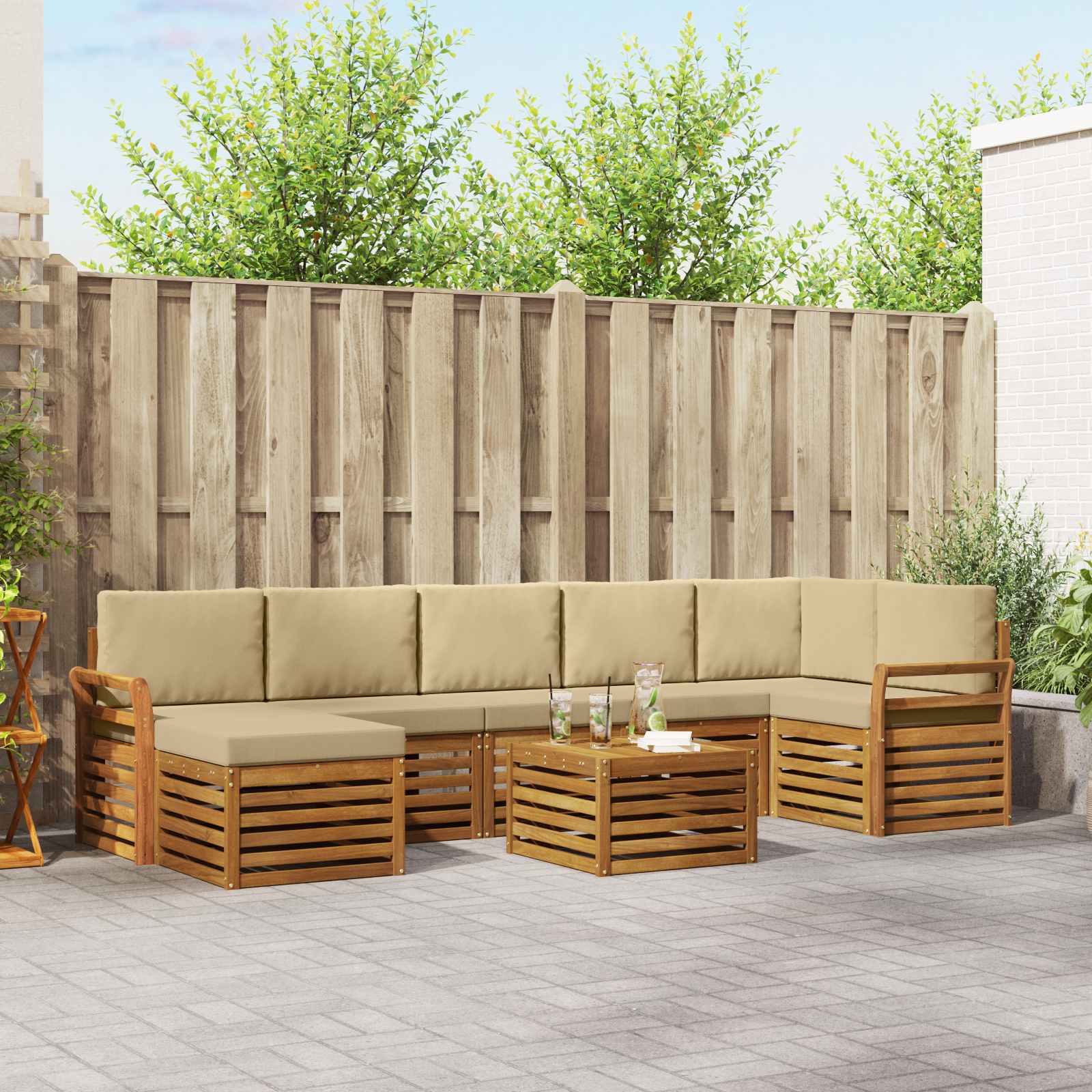 Ensemble de canapés d'extérieur 8 pcs Naturel et Beige - XIOS
