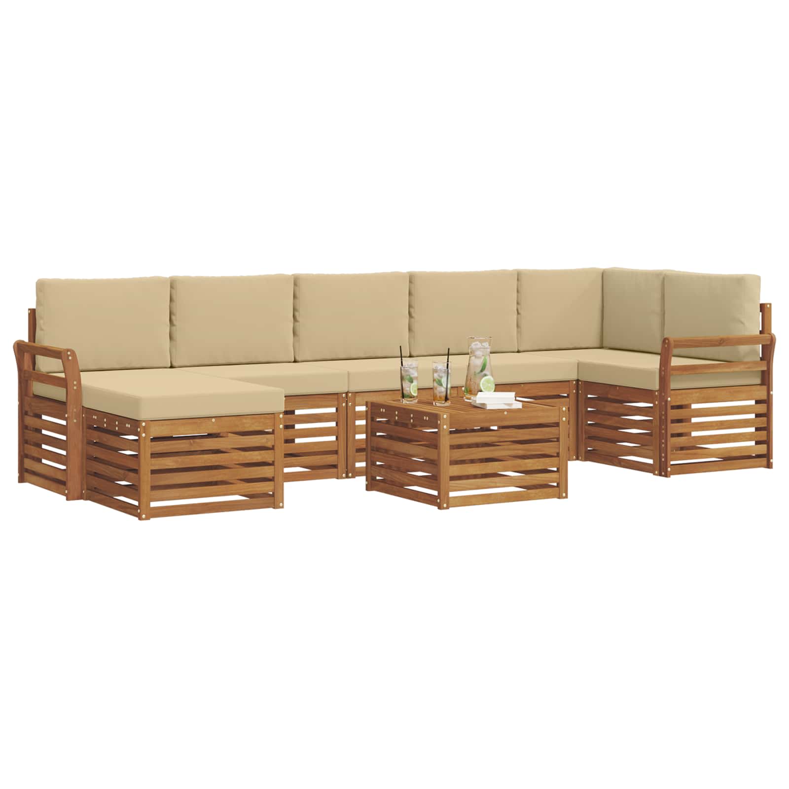 Ensemble de canapés d'extérieur 8 pcs Naturel et Beige - XIOS