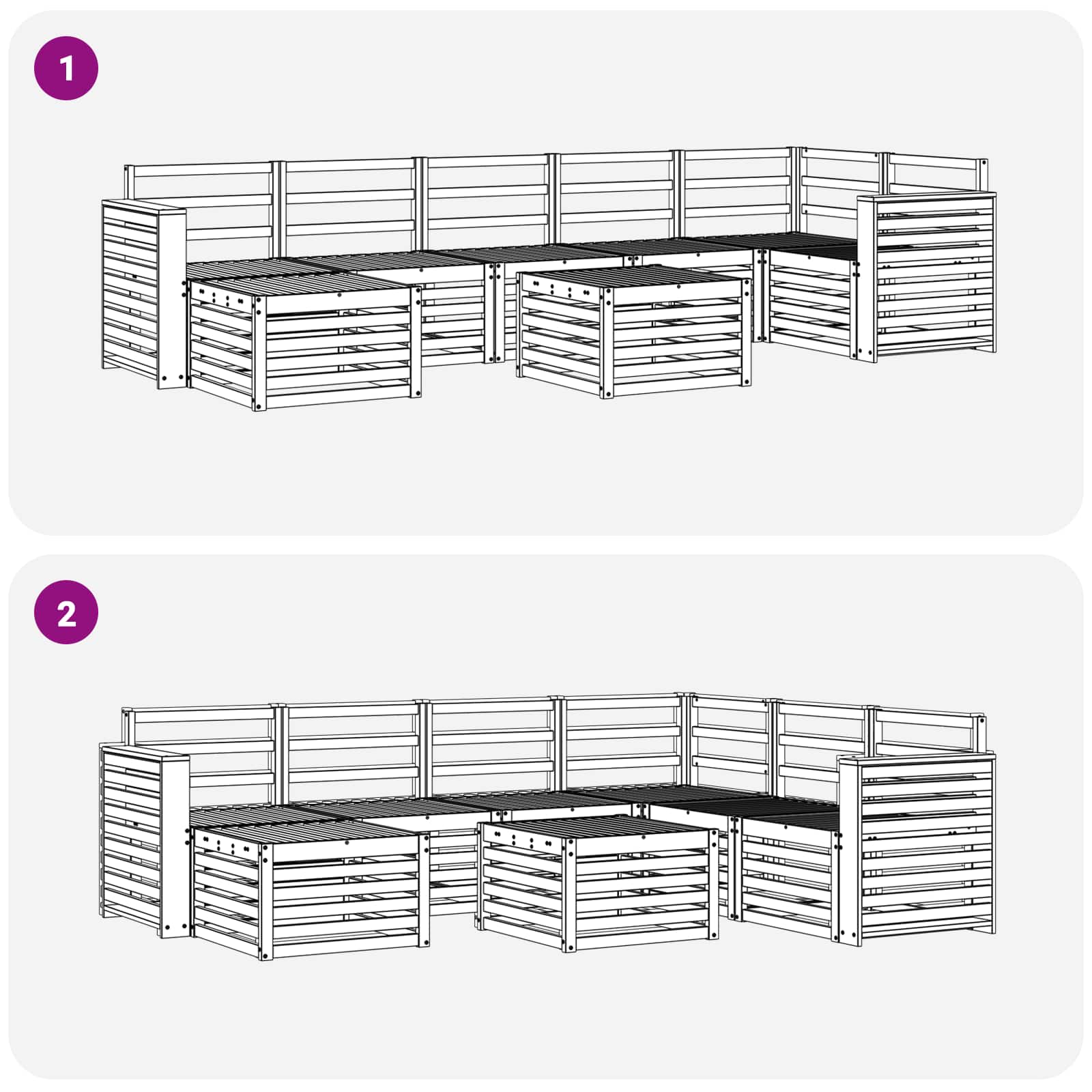 Ensemble de canapés d'extérieur 8 pcs Naturel - XIOS