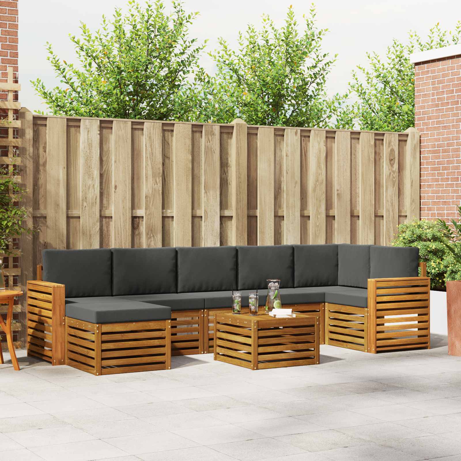 Ensemble de canapés d'extérieur 8 pcs Naturel et Anthracite - XIOS