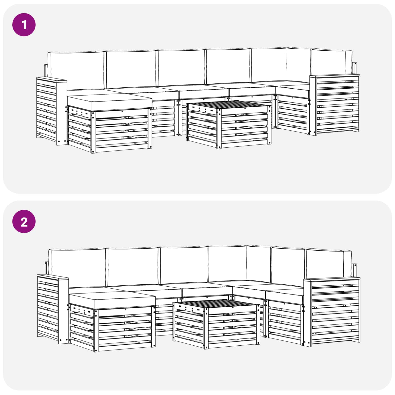 Ensemble de canapés d'extérieur 8 pcs Naturel et Anthracite - XIOS