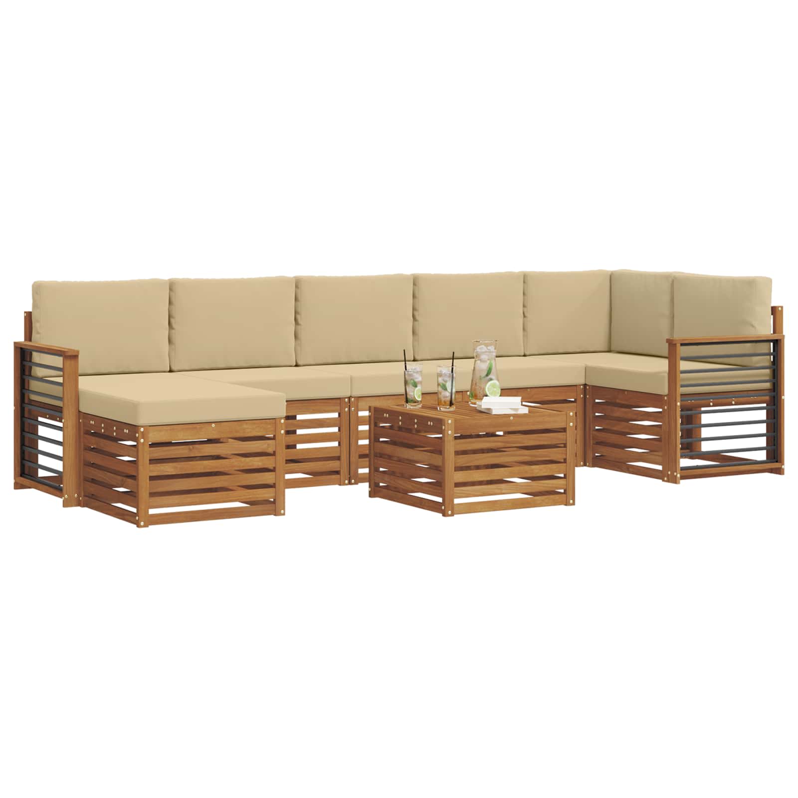Ensemble de canapés d'extérieur 8 pcs Naturel et Beige - XIOS