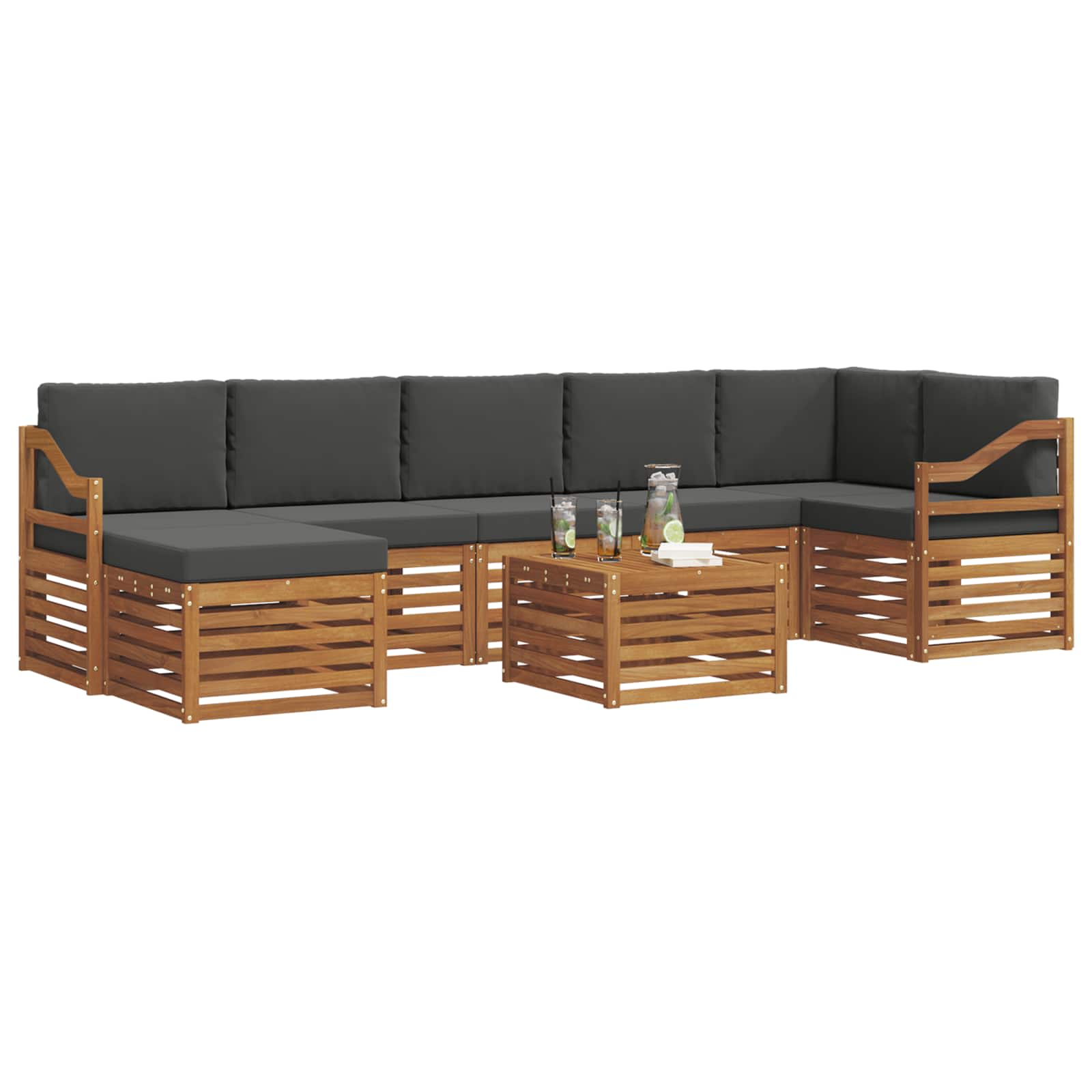 Ensemble de canapés d'extérieur 8 pcs Naturel et Anthracite - XIOS