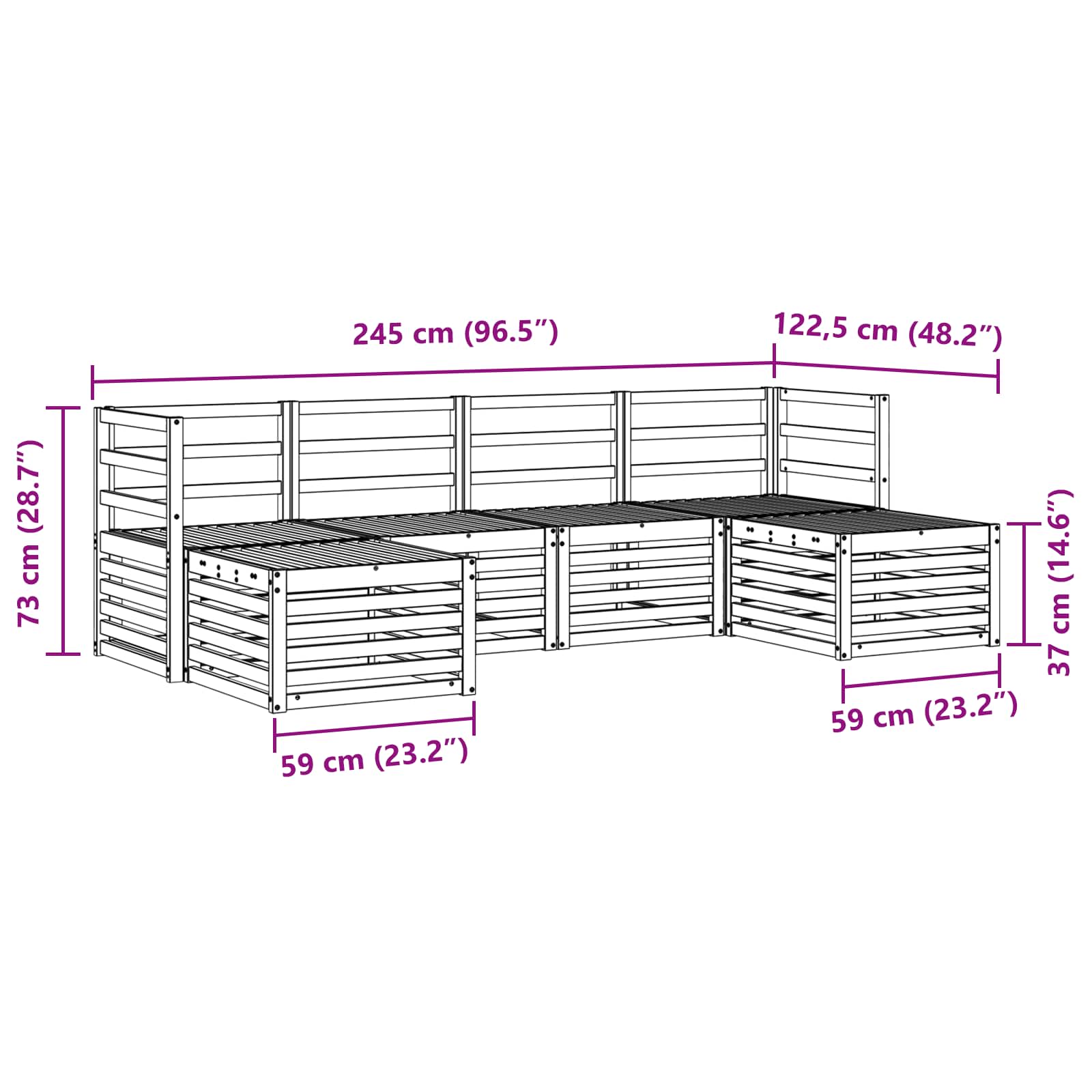 Ensembles de canapés 6 pcs Naturel Bois d'Acacia Massif - XIOS
