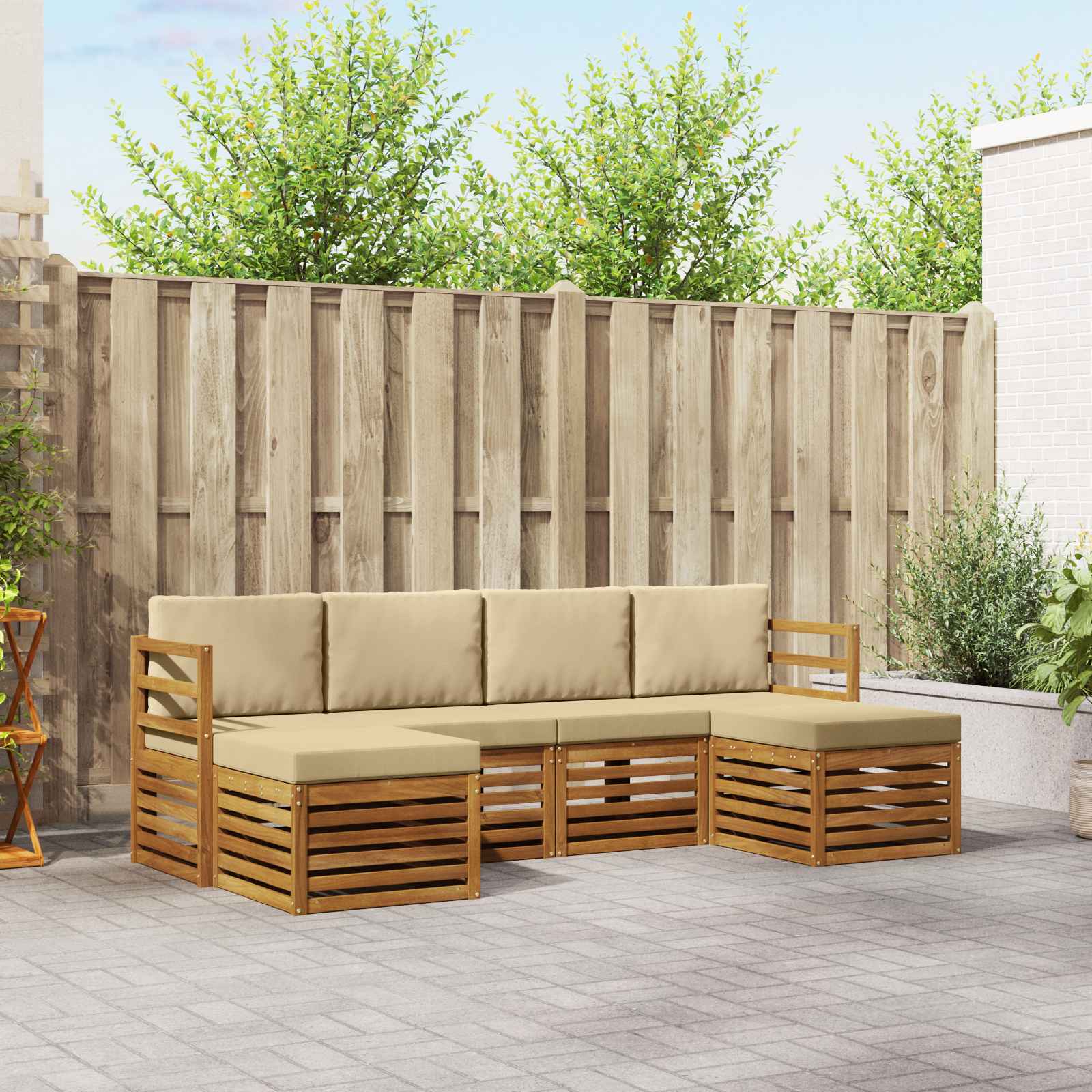 Ensembles de canapés avec coussin 6 pcs Naturel et Beige - XIOS