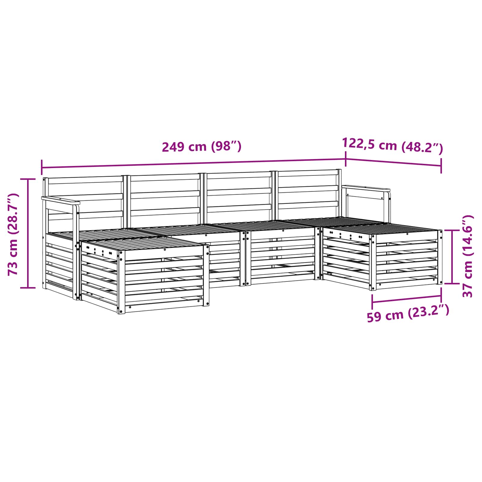 Ensembles de canapés 6 pcs Naturel Bois d'Acacia Massif - XIOS
